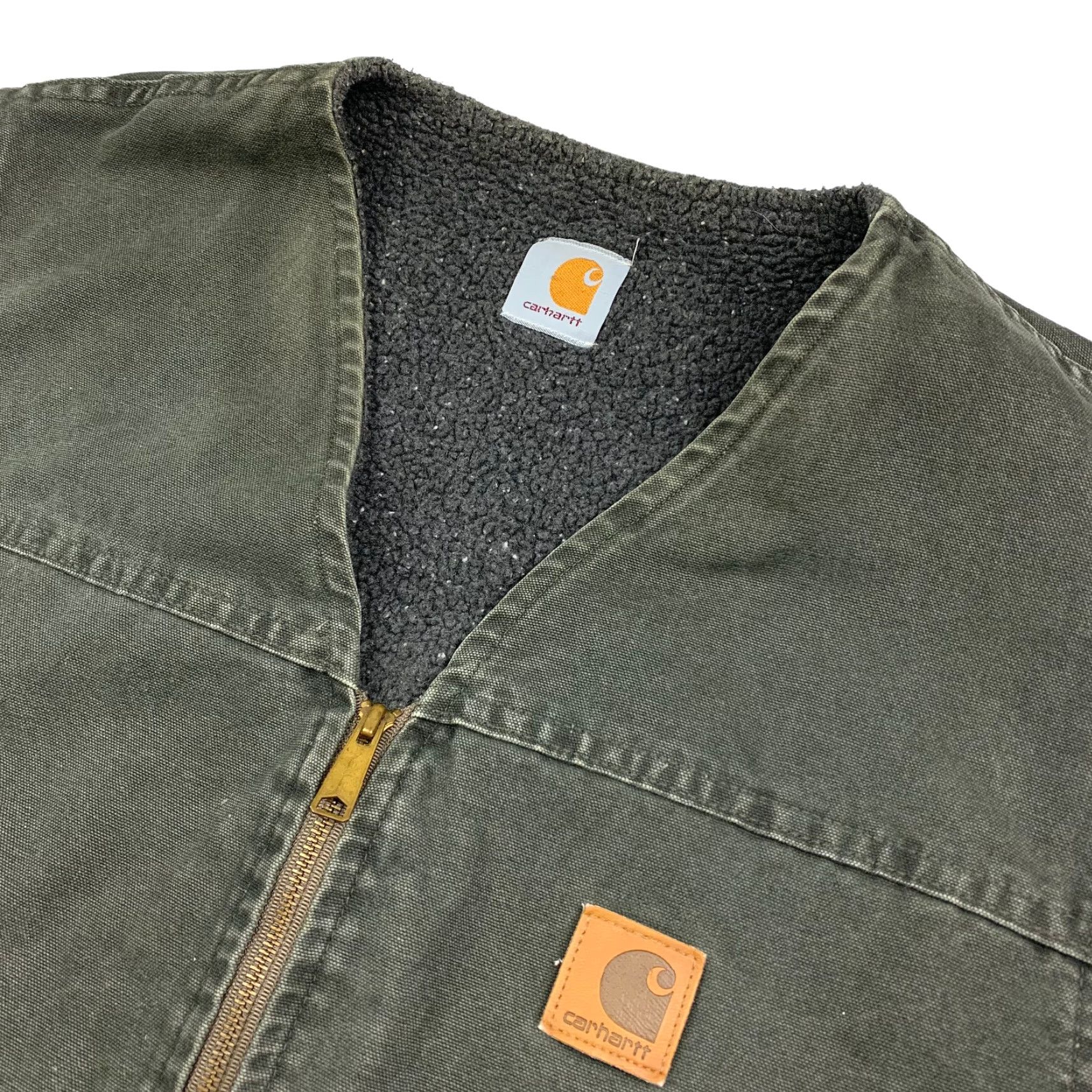 Carhartt Carhartt Men's Canvas Vest Full Zip Sherpa Lined Military Green 2XL Size US XXL / EU 58 / 5 - 2 Thumbnail