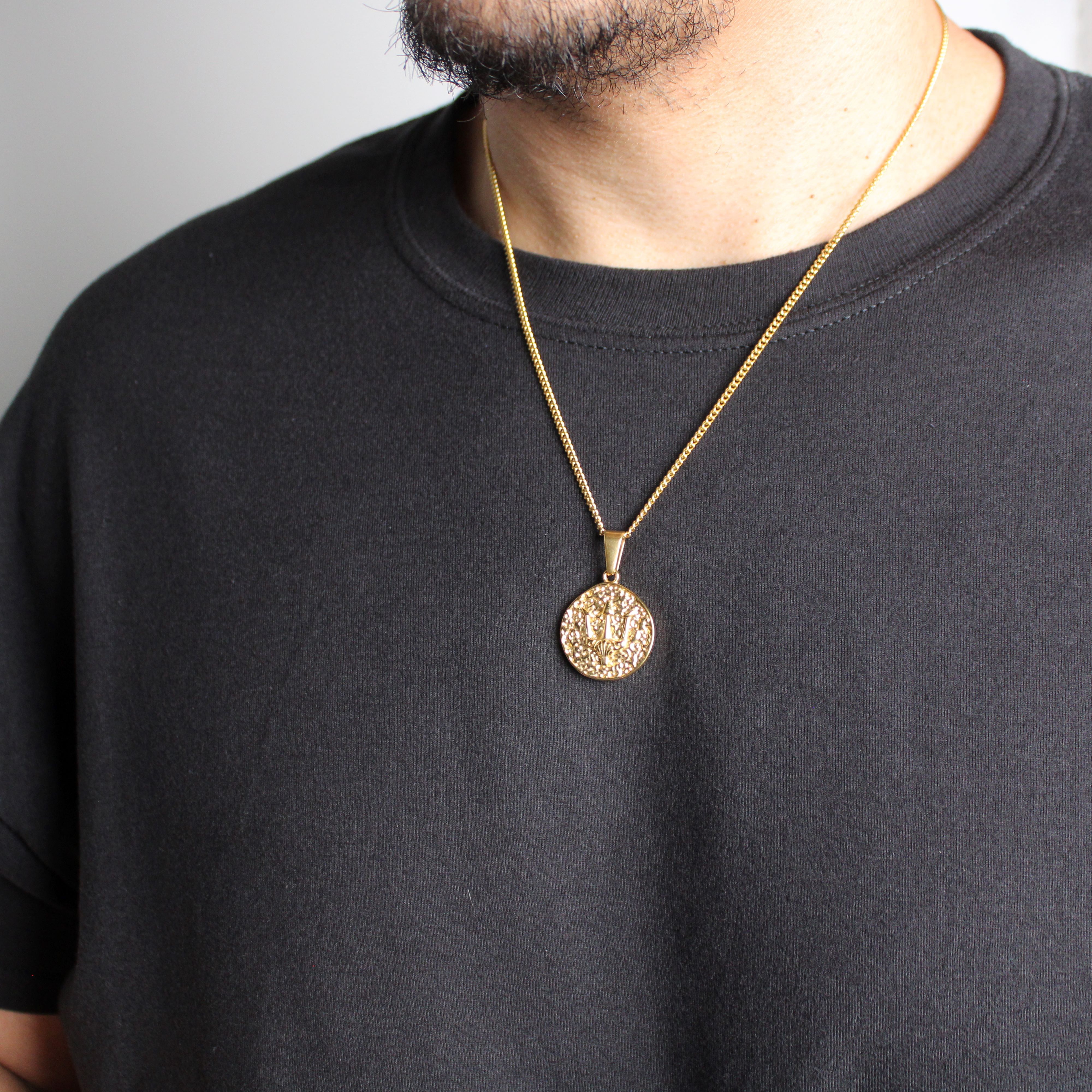 Jewelry Gold Trident Pendant Chain Necklace Size ONE SIZE - 1 Thumbnail