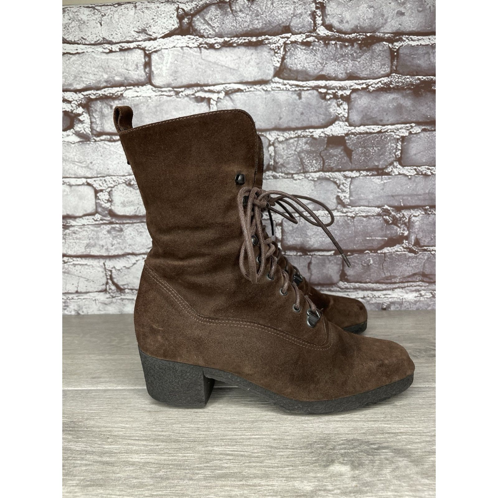 Aquatalia Aquatalia Marvin K Brown Suede Lace Up Block Heel Combat Boo Size US 6 / IT 36 - 18 Thumbnail