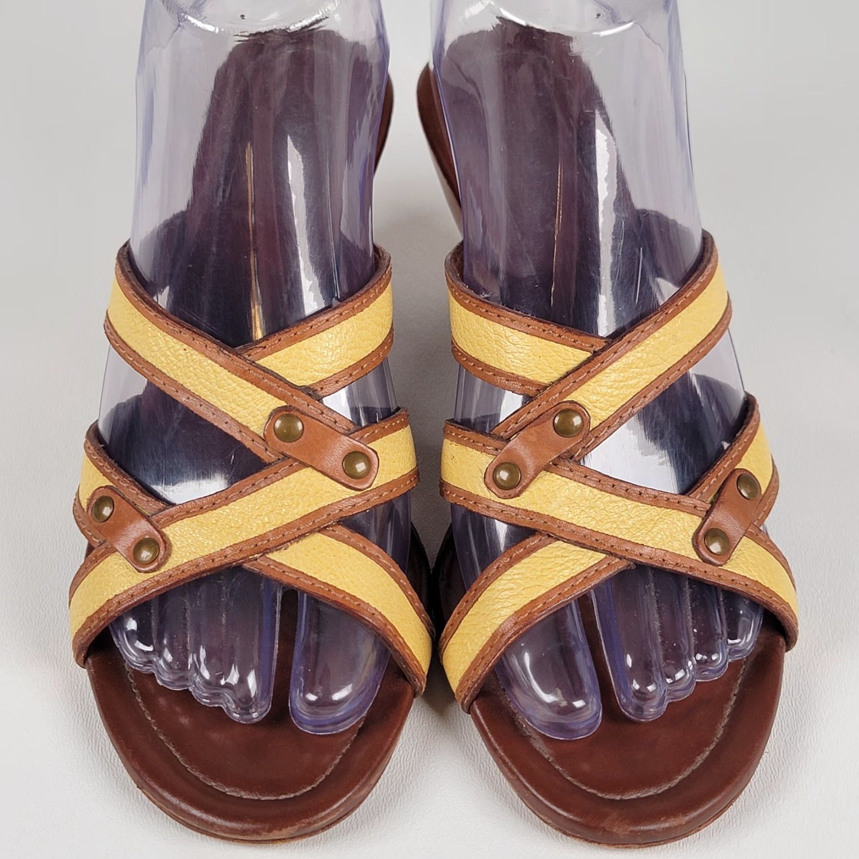 Cole Haan Cole Haan Wedge Heel Slides Sandal Women Size 6 Tan Yellow Two Tone Leather Cushioned Slip On Breathable Size US 6 / IT 36 - 2 Thumbnail