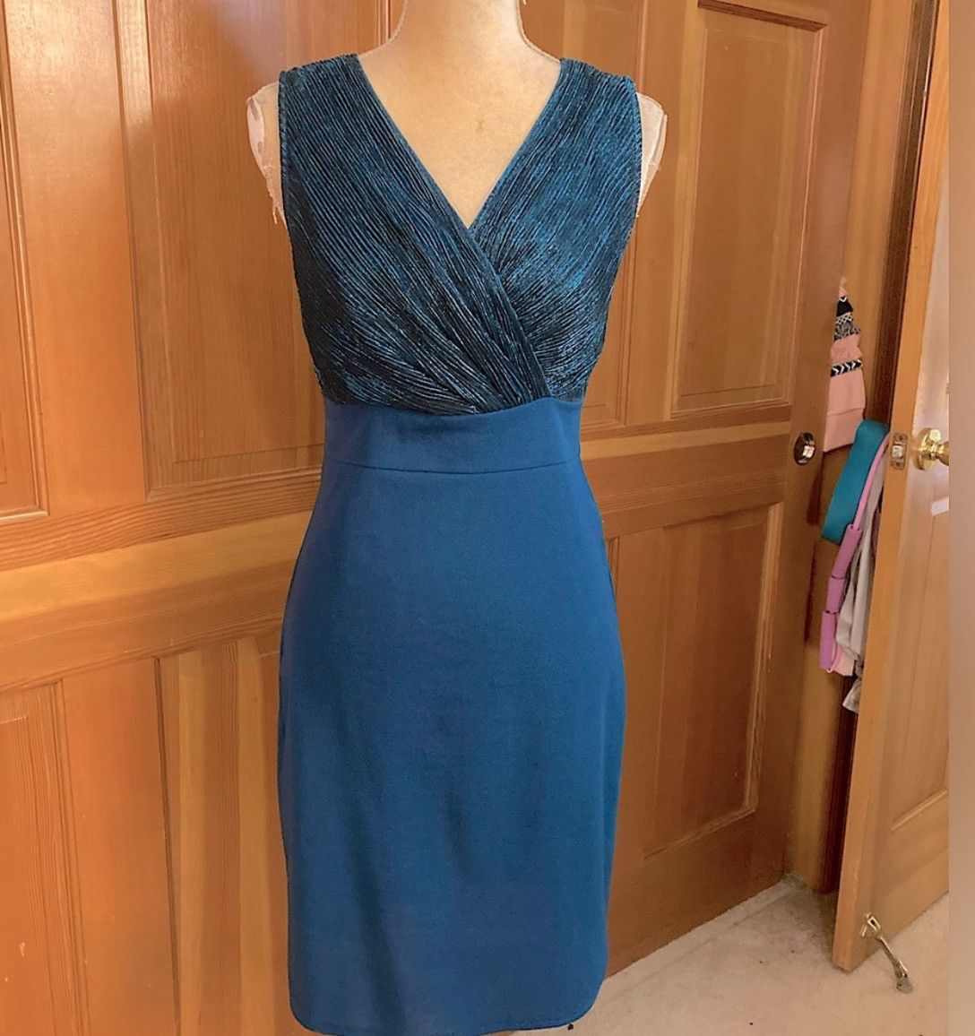 Designer × Other NWT, Lavishly Paris Breathtaking Teal Blue Bodycon Dress Size M / US 6-8 / IT 42-44 - 5 Thumbnail