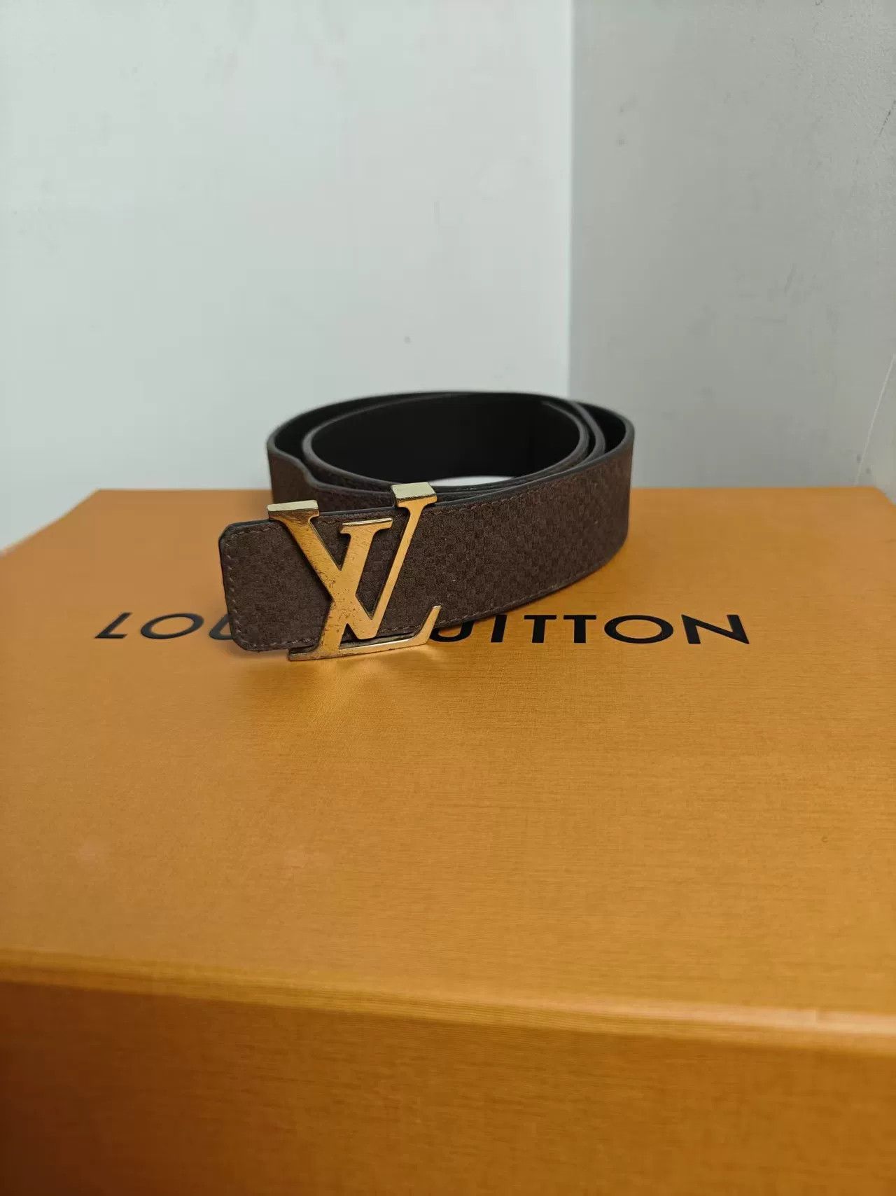 Japanese Brand Authentic LV Monogram Belt with Gold Buckle Size ONE SIZE - 1 Thumbnail