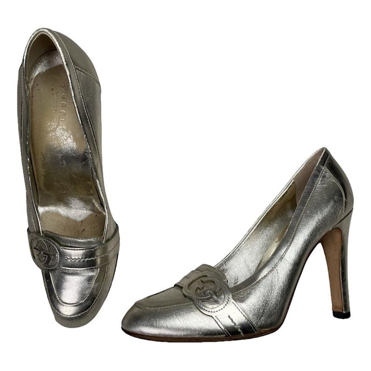 Gucci Marmont Silver Leather Heel Size US 6.5 / IT 36.5 - 1 Thumbnail