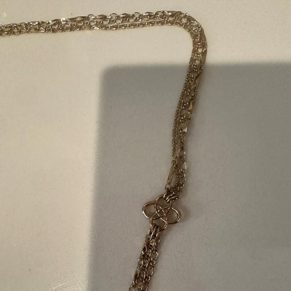 Designer Triple 3 Strand Necklace Celtic Knot Stations Gold Tone Size ONE SIZE - 4 Thumbnail