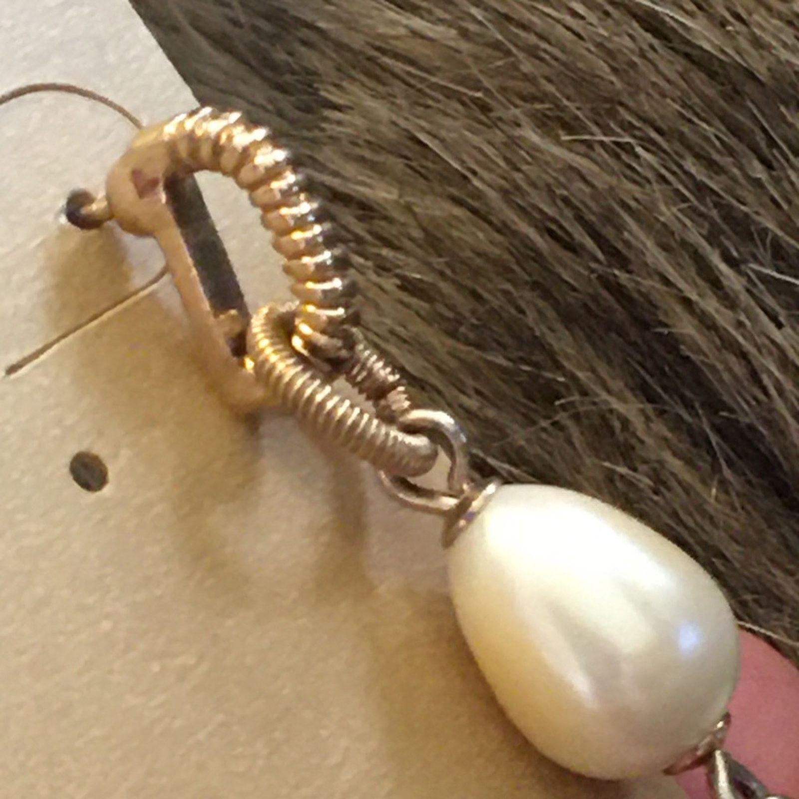 Vintage Vintage tear drop glass pearl dangle earrings Size ONE SIZE - 3 Thumbnail