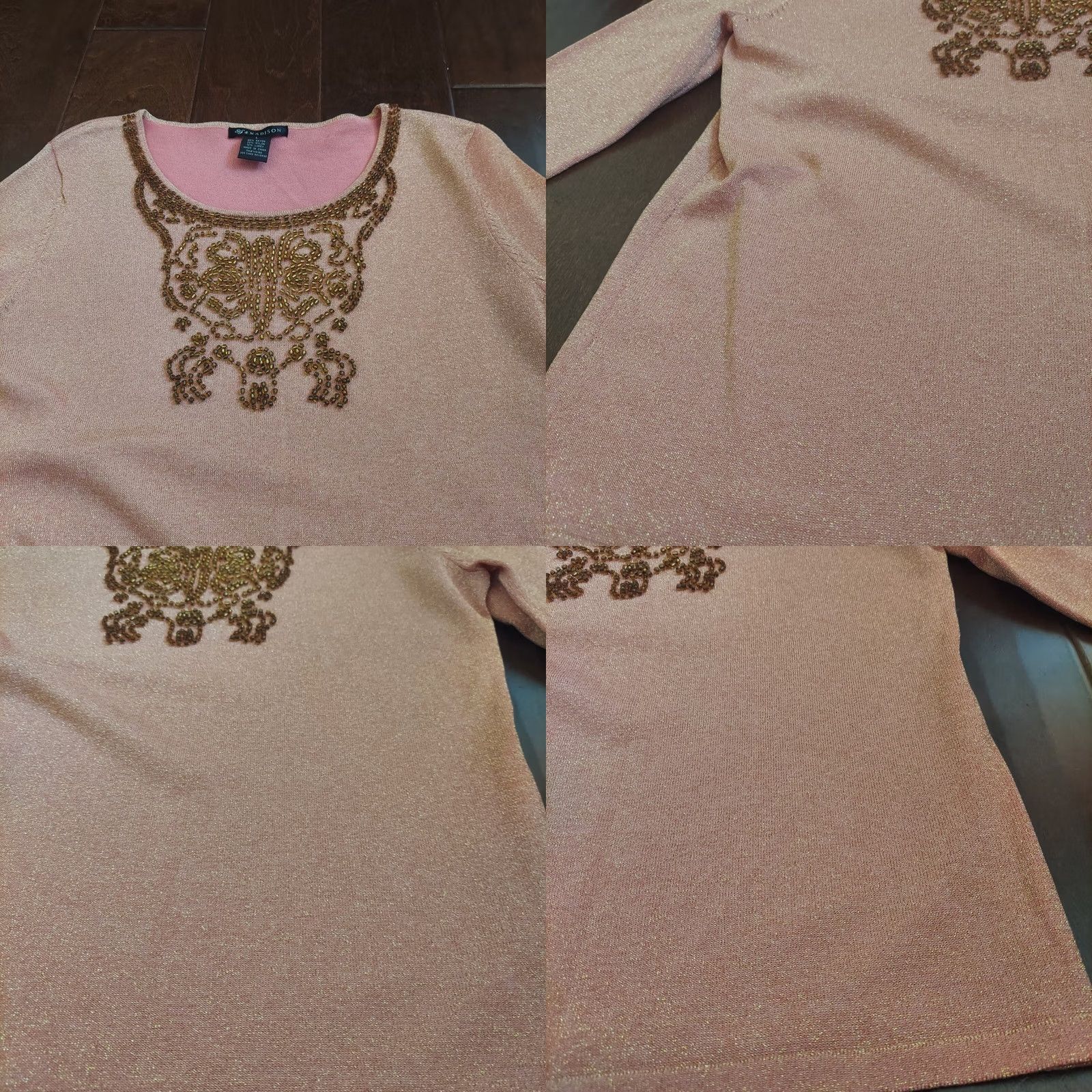 Madison Madison Blouse Shirt Pink Glitter Studded Bead Round Neck Long Sleeve Women's L Size L / US 10 / IT 46 - 9 Thumbnail