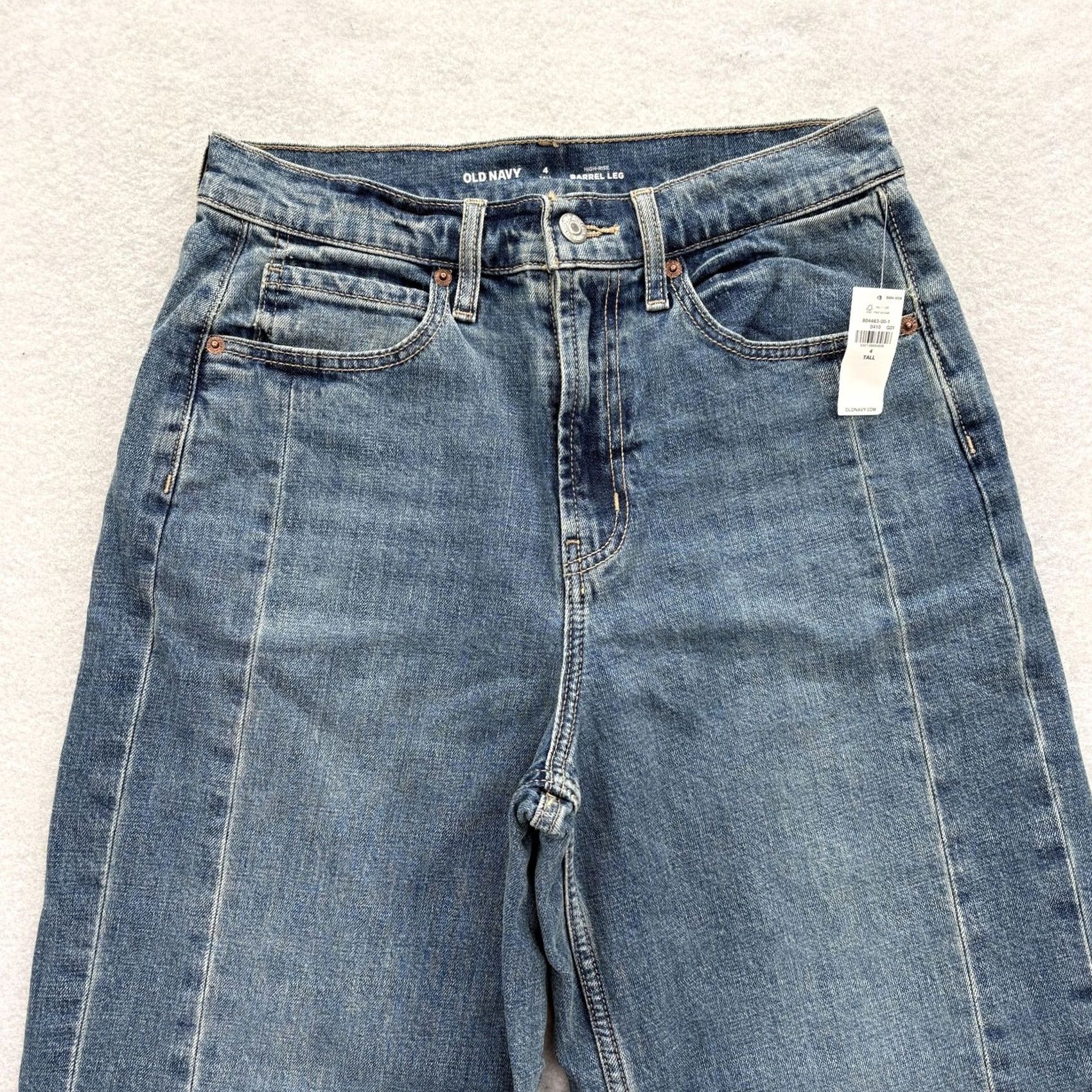 Old Navy Old Navy Womens 4 Tall Blue Relaxed Stretch Barrel Leg Jeans High Rise Denim NWT Size 27" / US 4 / IT 40 - 2 Thumbnail