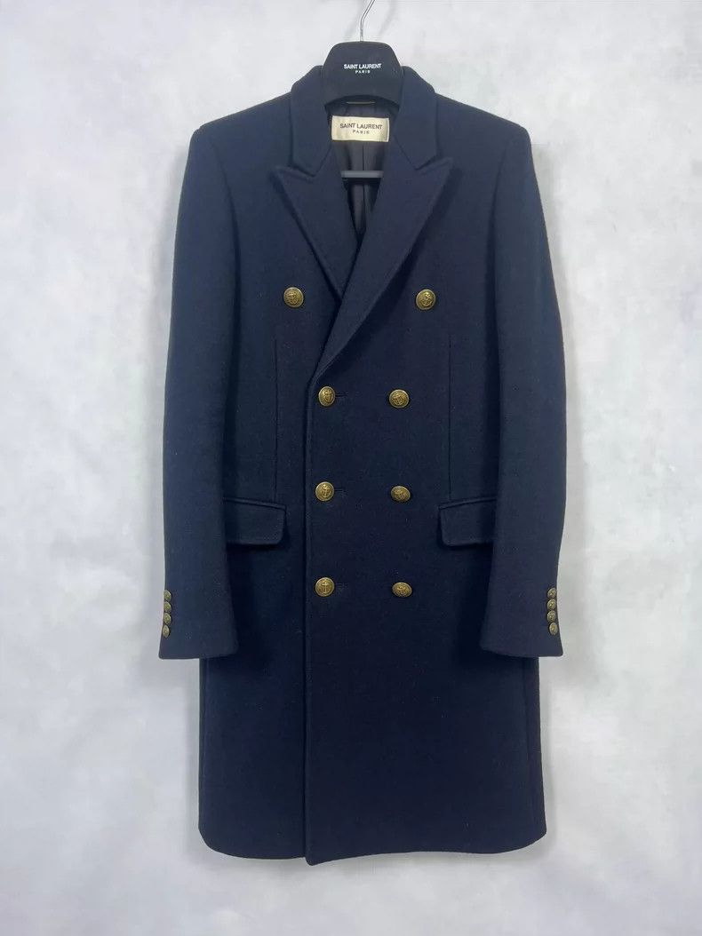 Saint Laurent Paris Saint Laurent Double Breasted Navy Coat- DMC Size US L / EU 52-54 / 3 - 1 Thumbnail