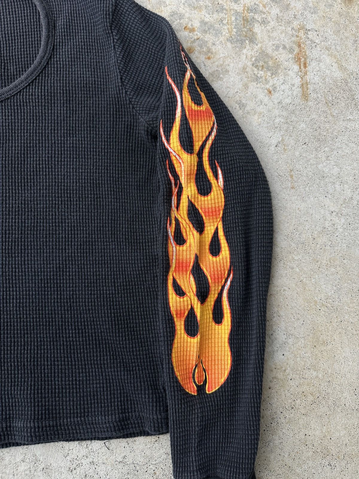 Vintage Flame Motorcycle wing y2k thermal cropped Harley Chopper tee Size US S / EU 44-46 / 1 - 4 Thumbnail