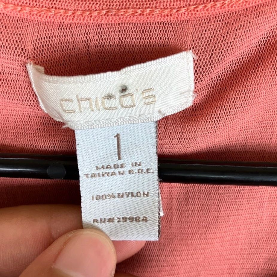 Vintage Chicos Blouse Womens Pink Sleeveless Ruffle Front Lightweight Sheer M Size M / US 6-8 / IT 42-44 - 6 Thumbnail