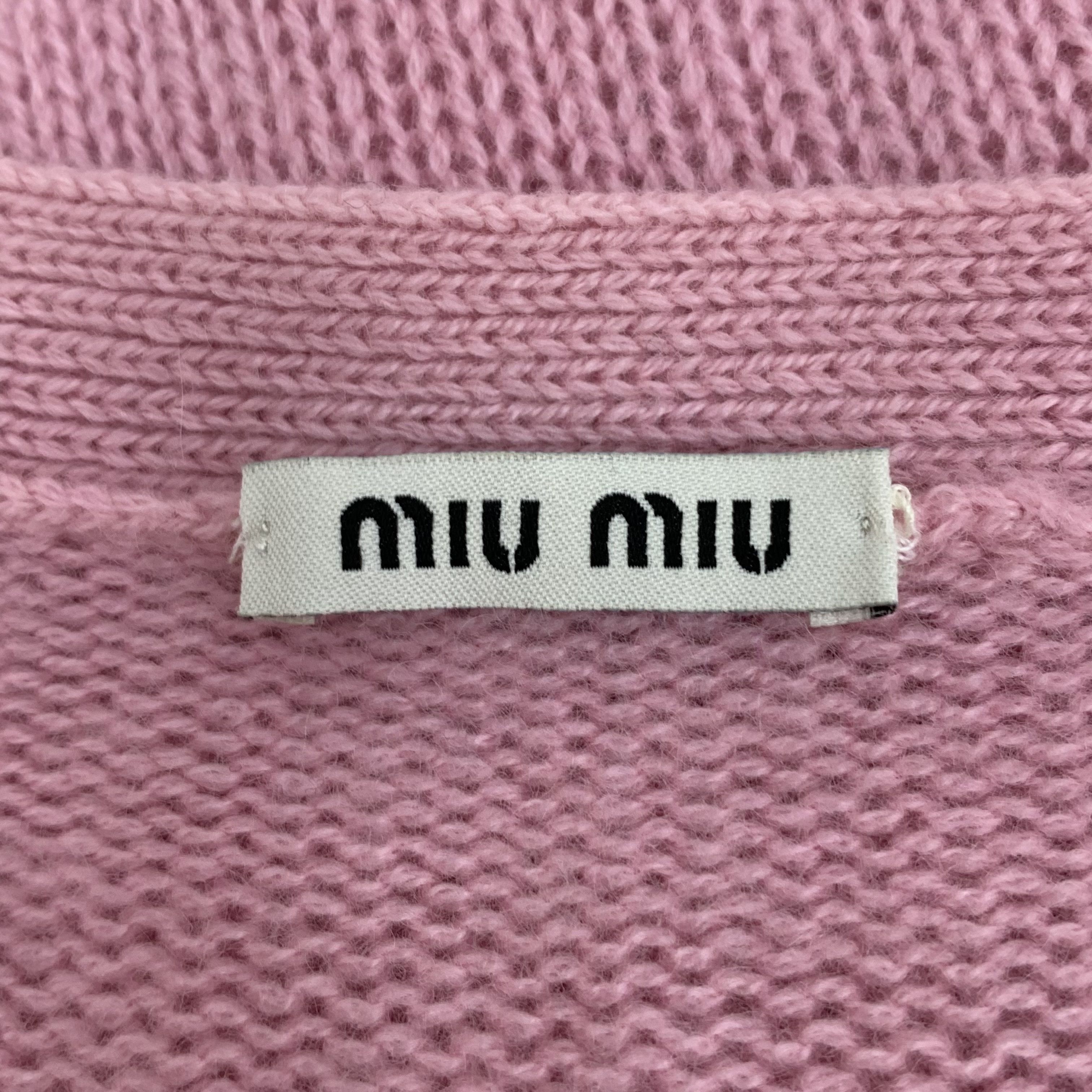 Miu Miu MiuMiu Pink Cashmere V-Neck Buttoned Cardigan (Size S) Size S / US 4 / IT 40 - 2 Thumbnail
