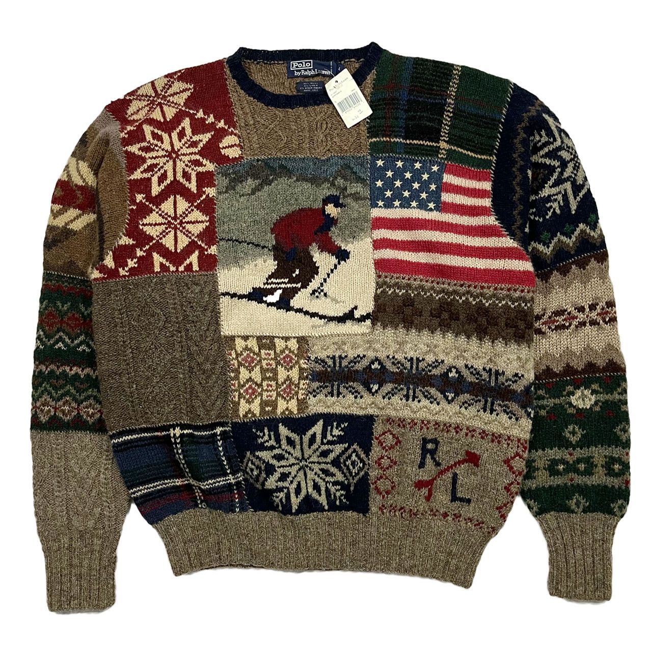 image of Polo Ralph Laurent Ski Wool Linen Knit Sweater Size L, Men's