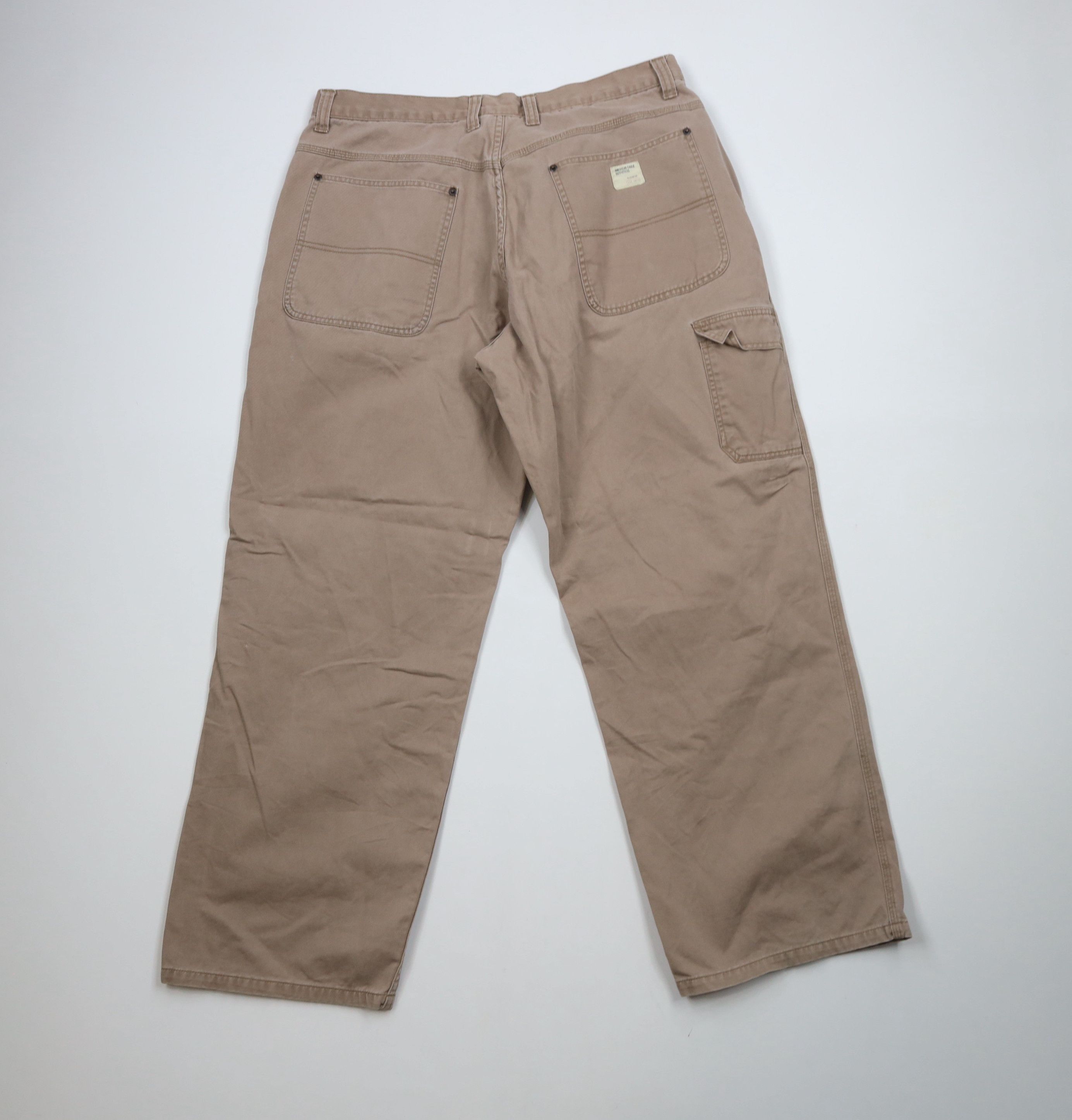 American Eagle Outfitters × Vintage Vintage 90s Y2K American Eagle Wide Leg Dungaree Pants Brown Size US 36 / EU 52 - 8 Thumbnail