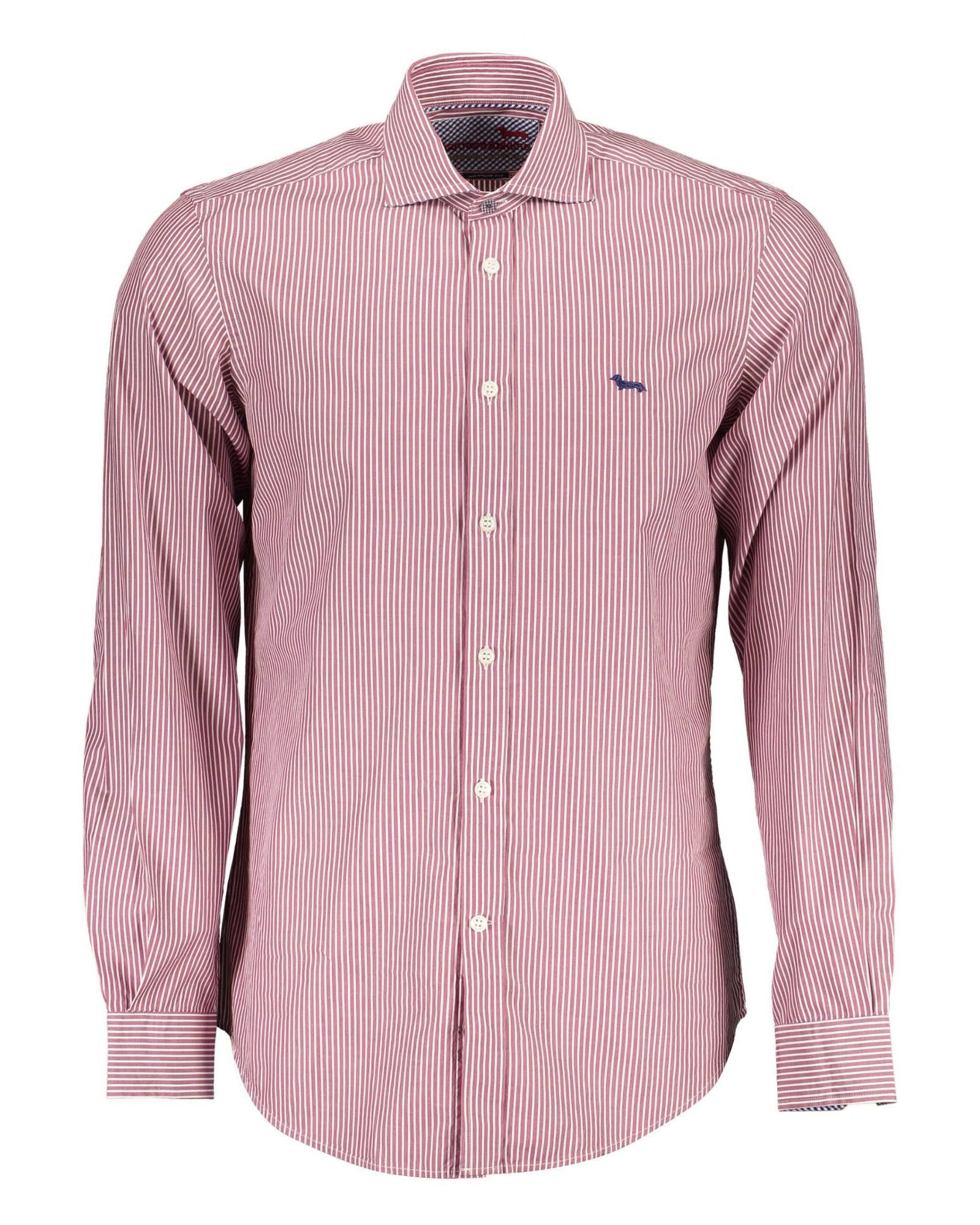 image of Harmont Blaine Narrow Fit Long Sleeve Cotton Shirt With Contrasting Cuffs in Purple, Men's (Size XL
