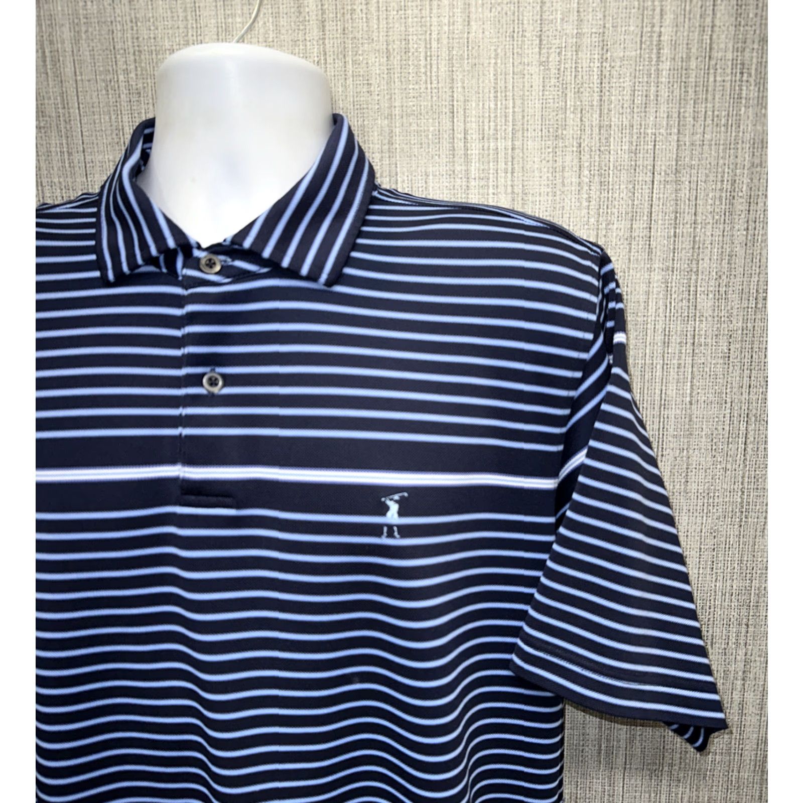 Vintage Fairway And Green Tech Mens Polo Shirt Short Sleeve Striped Blue Golf Size L Size US L / EU 52-54 / 3 - 2 Thumbnail
