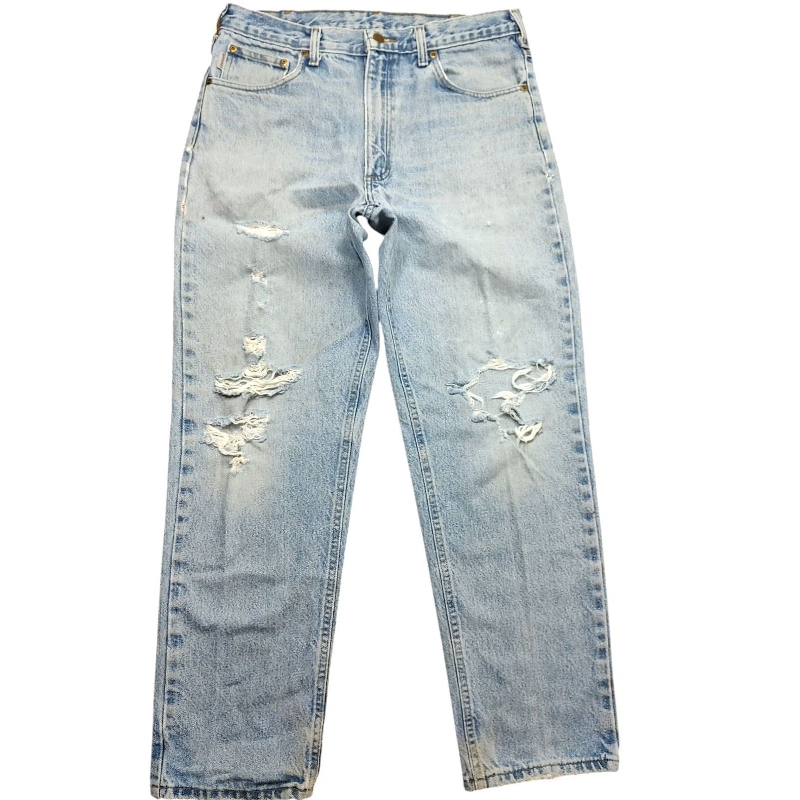 Carhartt VINTAGE Carhartt Jeans B17 32x29.5 Denim 5-Pocket Distressed Grunge Logo Blue Mens Regular Straight 90s USA Mexico Size US 32 / EU 48 - 2 Thumbnail