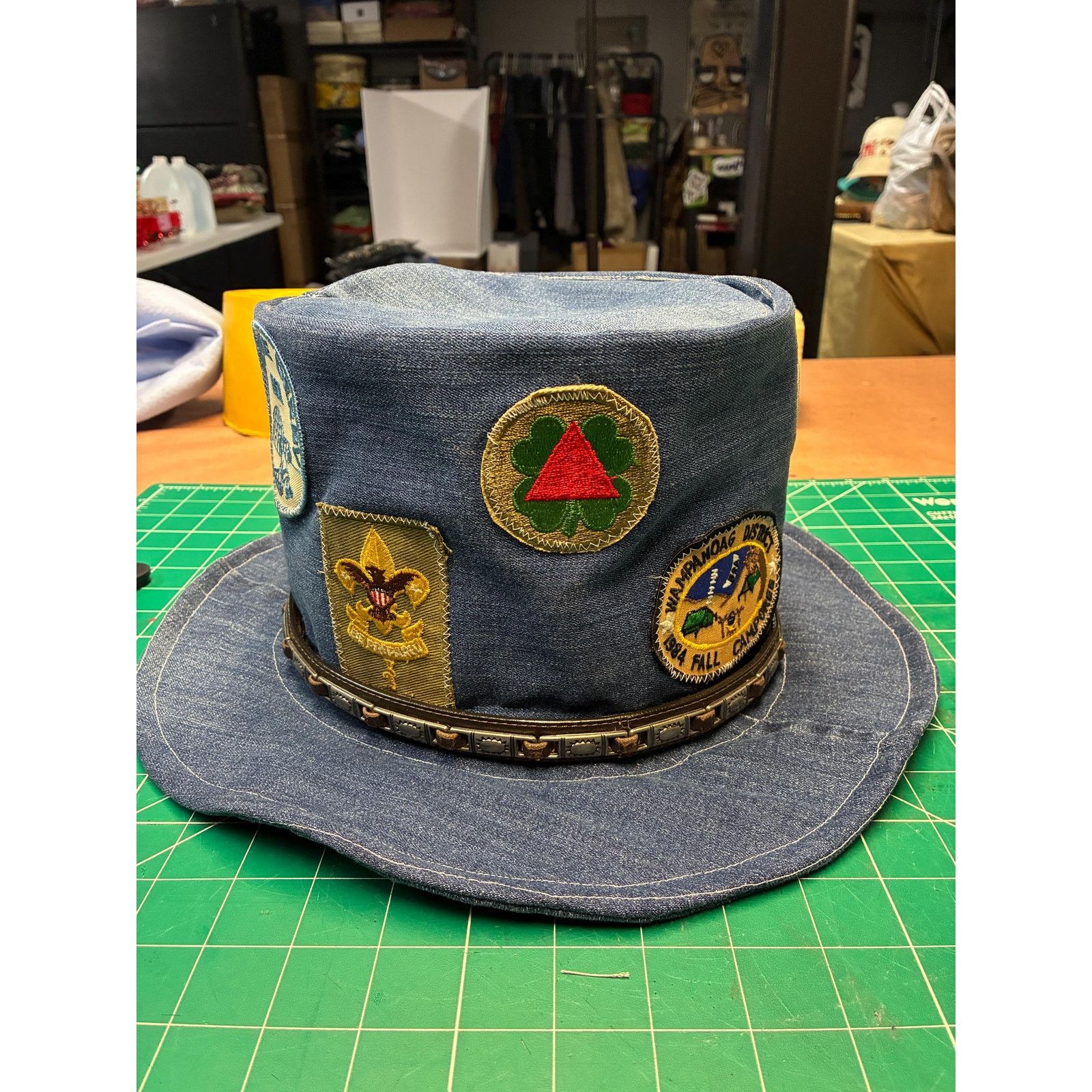 Other Upcycled Denim Wide Brim Hat XL 24” – Vintage Scout Patch Size ONE SIZE - 3 Thumbnail