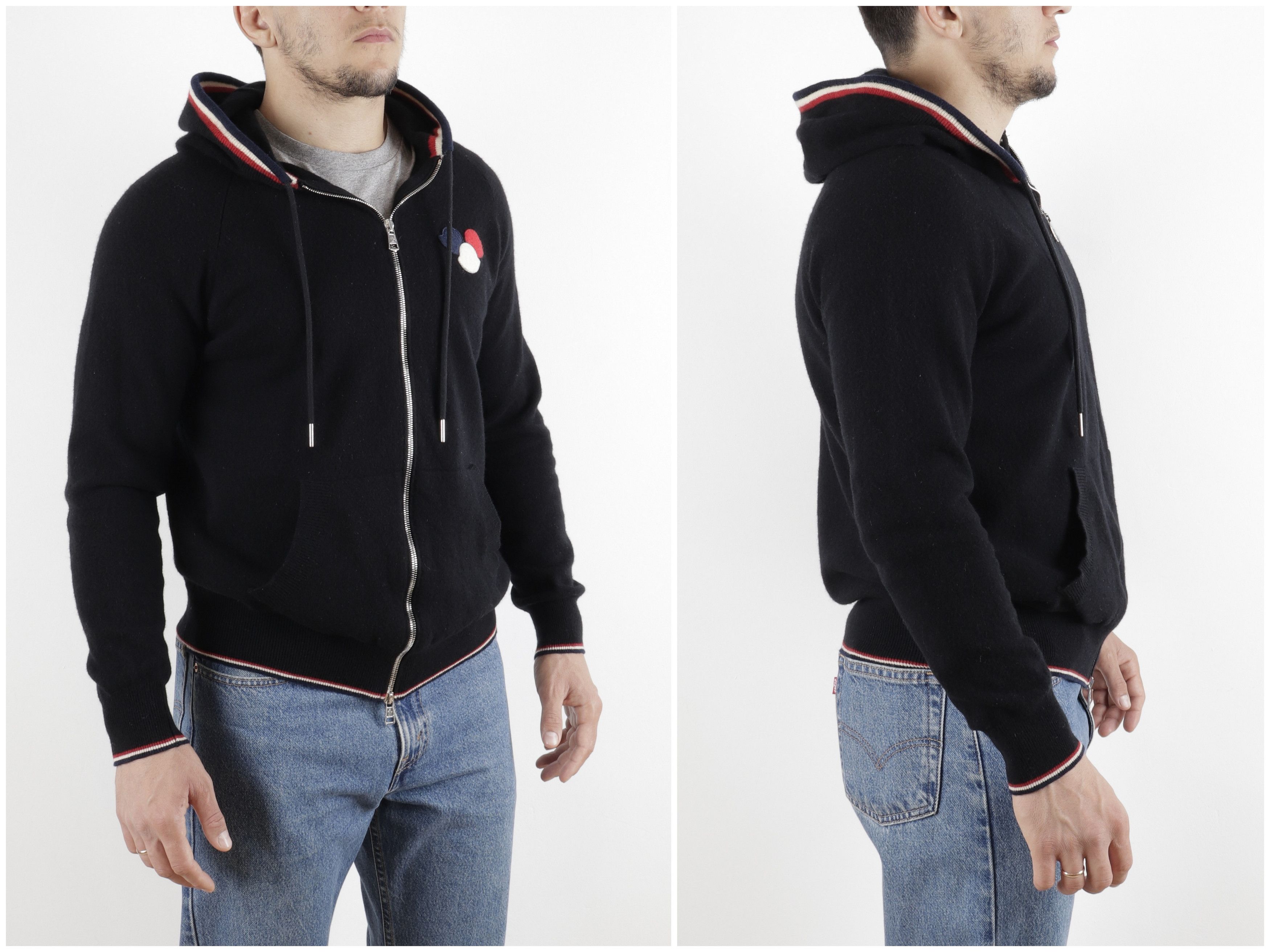 Moncler Moncler Big Logo Wool Black Hooded Zip Up Cardigan Size US S / EU 44-46 / 1 - 5 Thumbnail