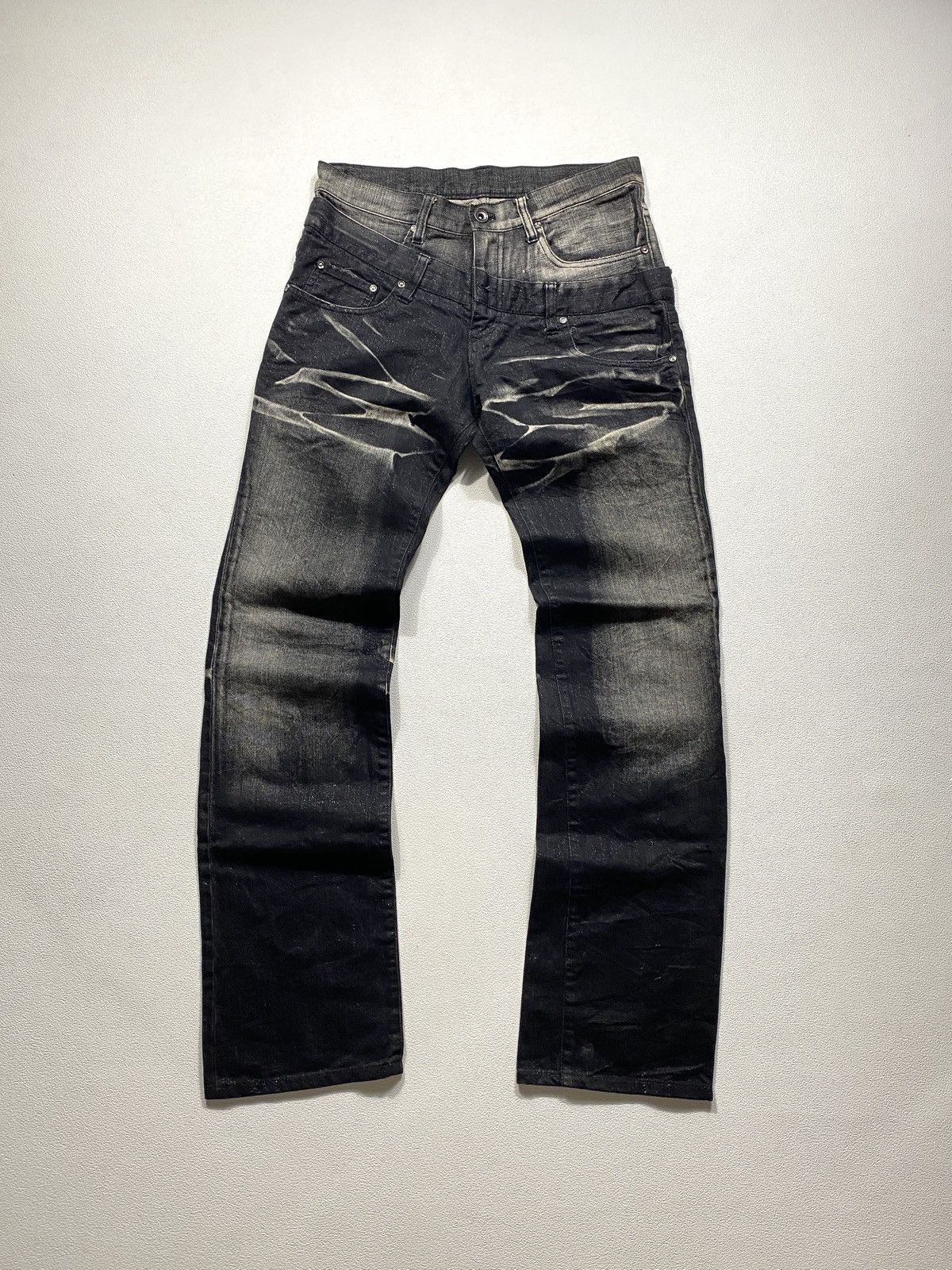 5351 POUR LES HOMMES Abahouse 5351 Pour Les Hommes Asymmetric Double Waist Jeans Size US 31 - 1 Thumbnail