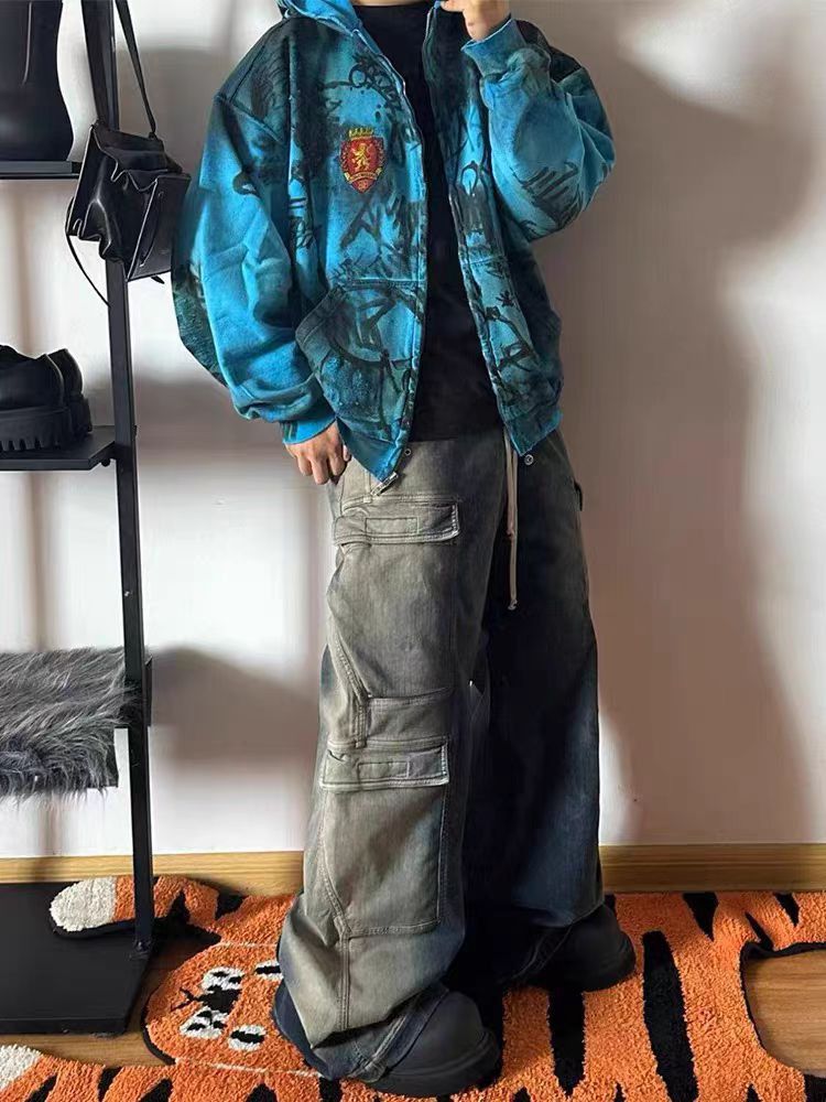 Japanese Brand × Jean Vintage street hip-hop washed multi-pocket work jeans Size US 34 / EU 50 - 5 Thumbnail