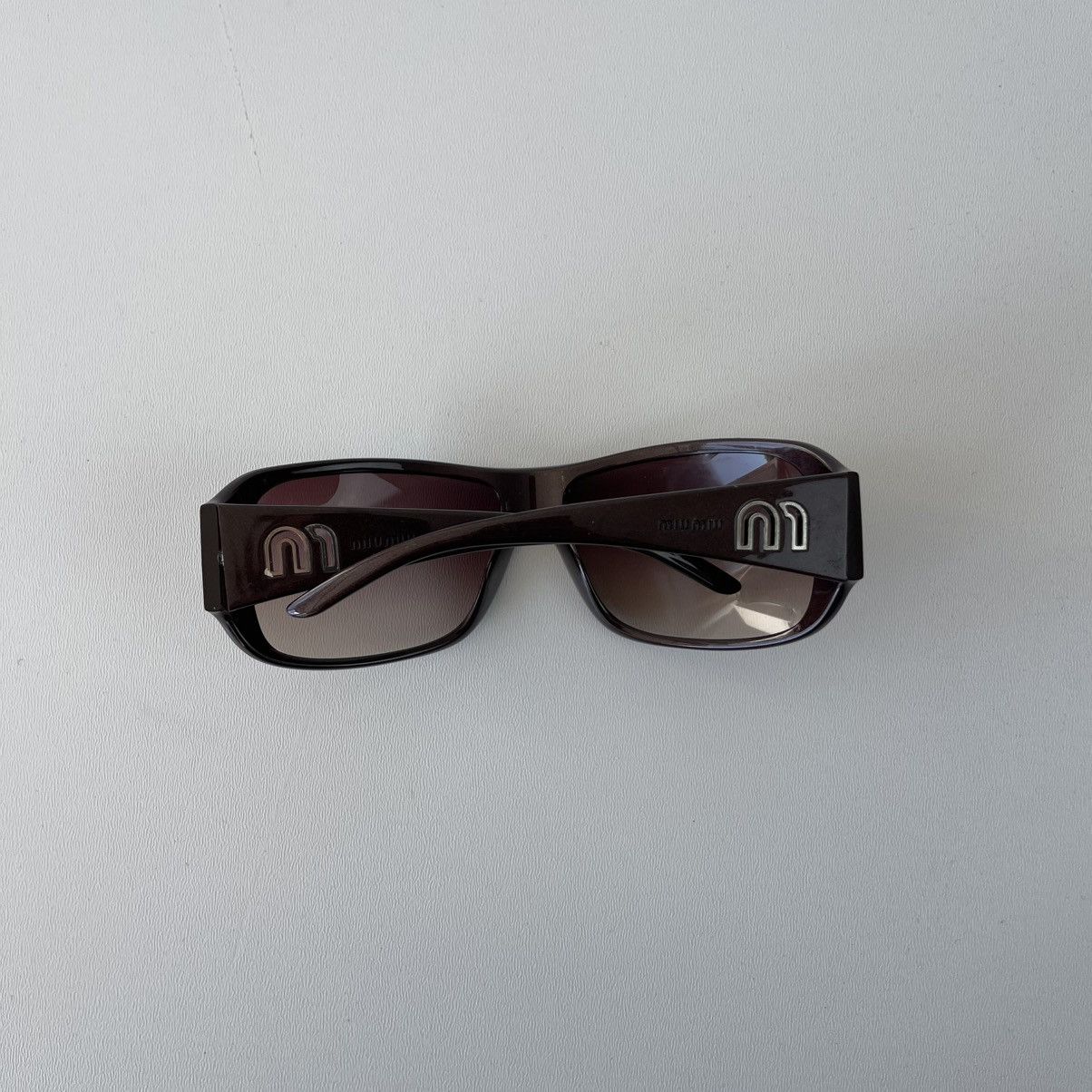 Miu Miu MIU MIU Womenʼs Designer Logo Sunglasses Wrap Brown SMUO8H Size ONE SIZE - 7 Thumbnail