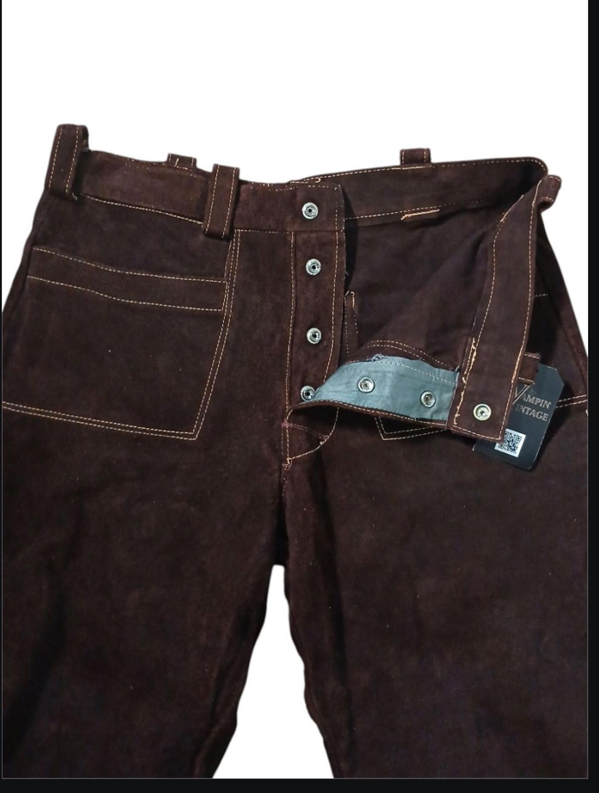 The Unbranded Brand 70's Suede Leather 34x30 Bell Bottom Flare Leg Men's Pants Size US 34 / EU 50 - 6 Thumbnail