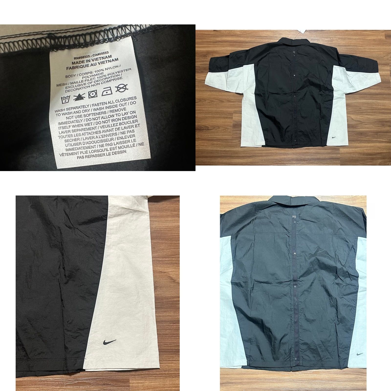 Nike Nike Tech Jacket Shirt Mens Oversized Black White Nylon Woven L DV9902 010 Size US L / EU 52-54 / 3 - 8 Thumbnail