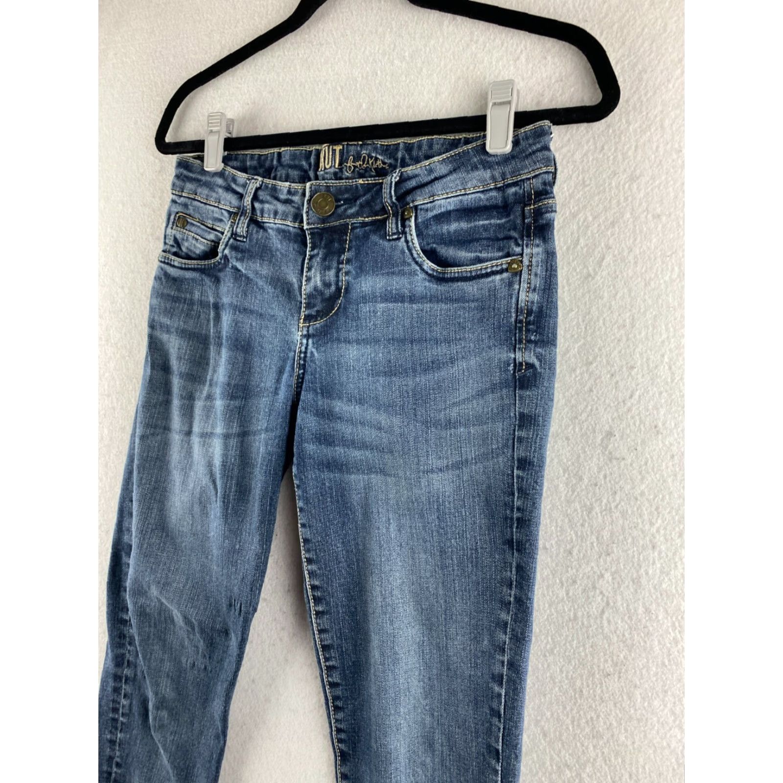 Vintage Kut from the Kloth Jeans Womens 4 Blue Mid Rise Distressed Denim Pockets Dark Size 27" / US 4 / IT 40 - 6 Thumbnail