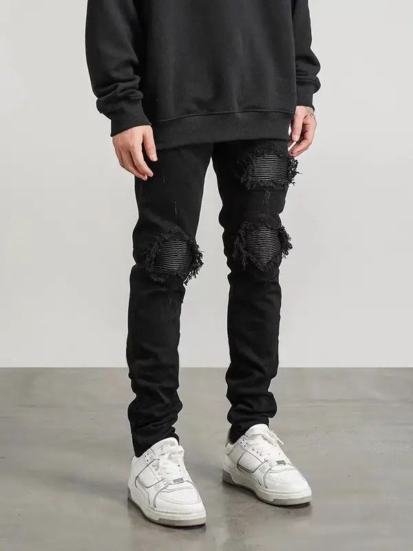 Japanese Brand VIBE High street motorcycle patchwork ripped patch jeans Size US 32 / EU 48 - 4 Thumbnail