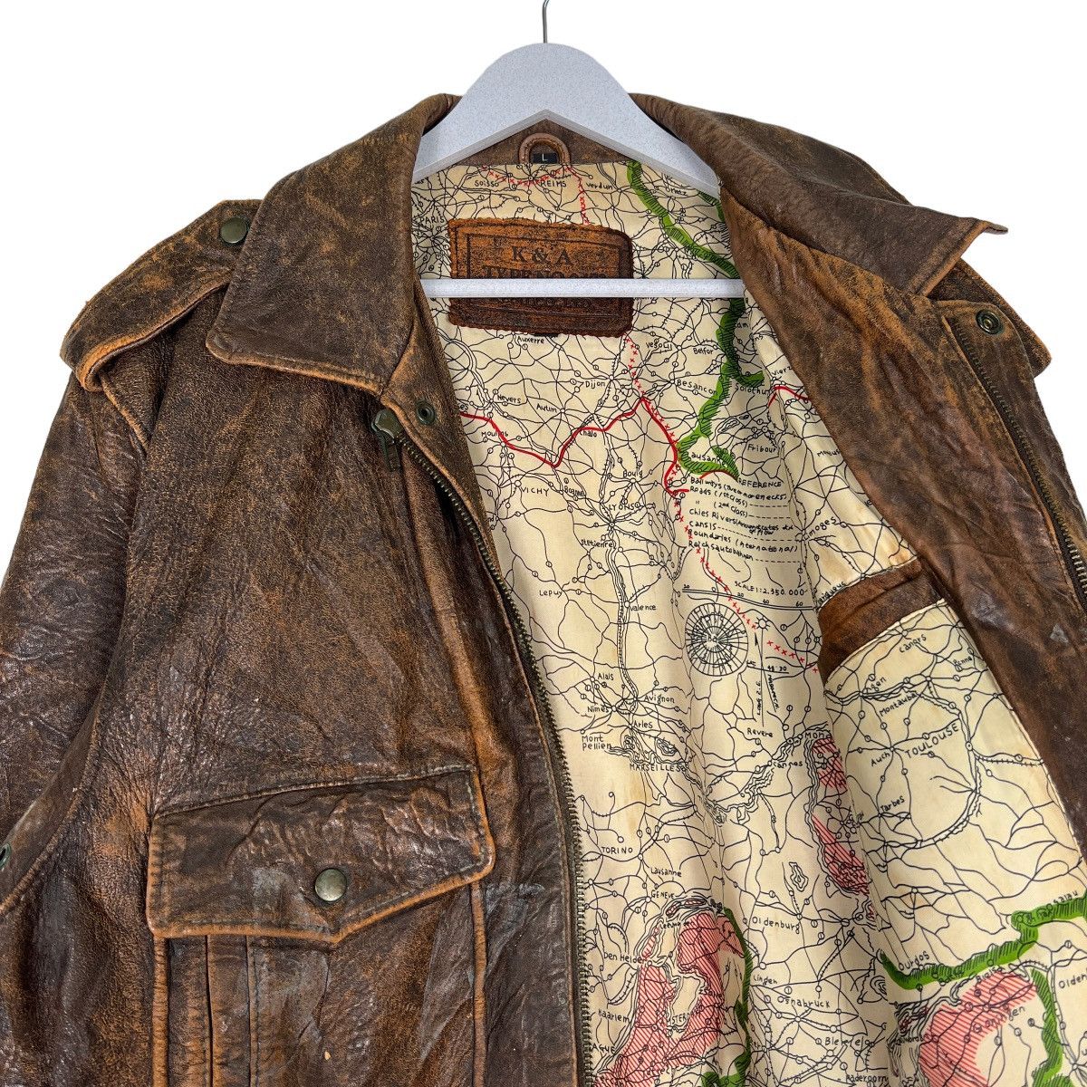 Japanese Brand 🔥 TRUE VINTAGE K&A LEATHER BOMBER JACKET Size US L / EU 52-54 / 3 - 10 Thumbnail