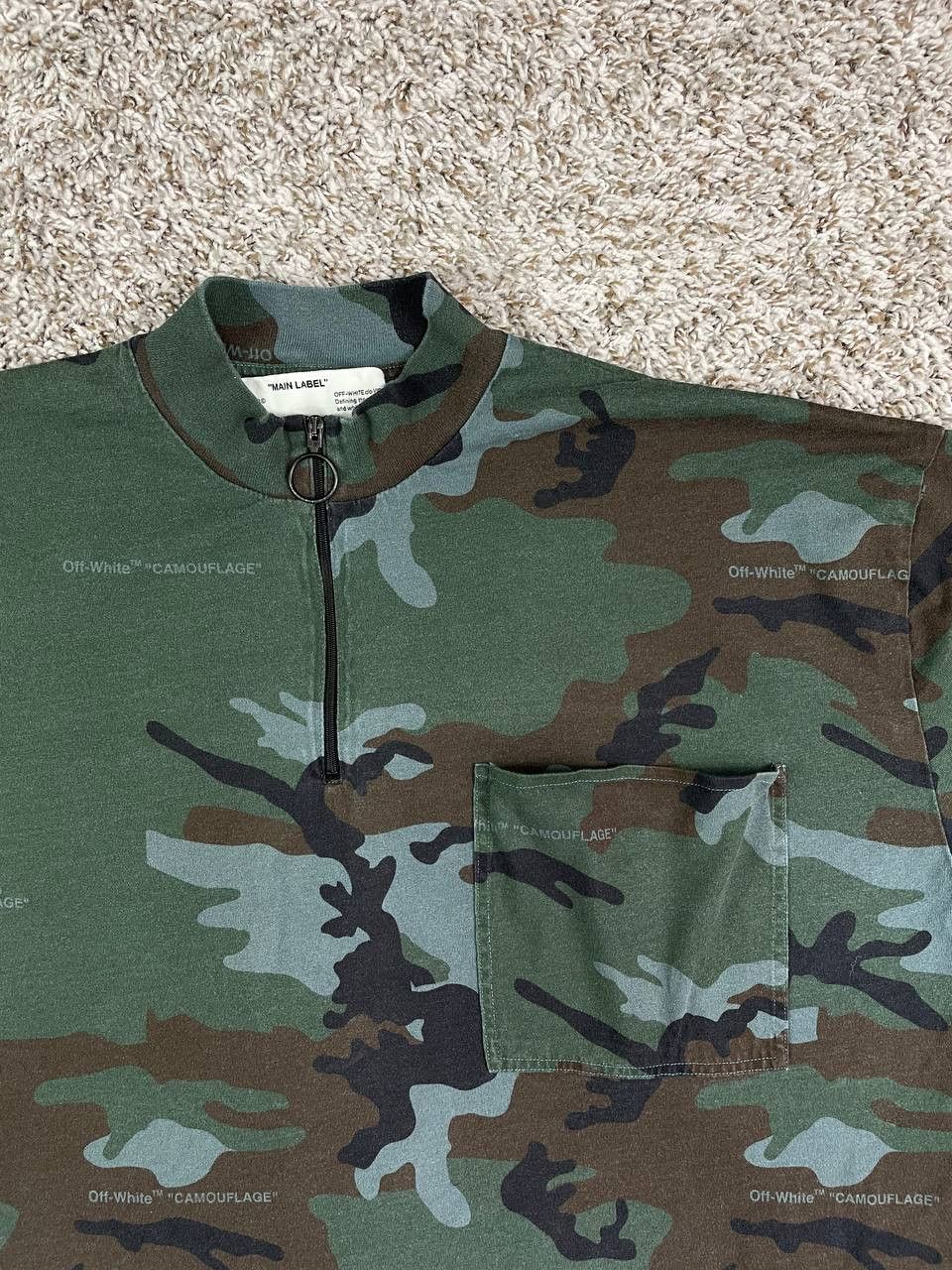 Off-White Off-White Long Sleeve Zip Mock Neck Tee Blue Camo Size US M / EU 48-50 / 2 - 2 Thumbnail