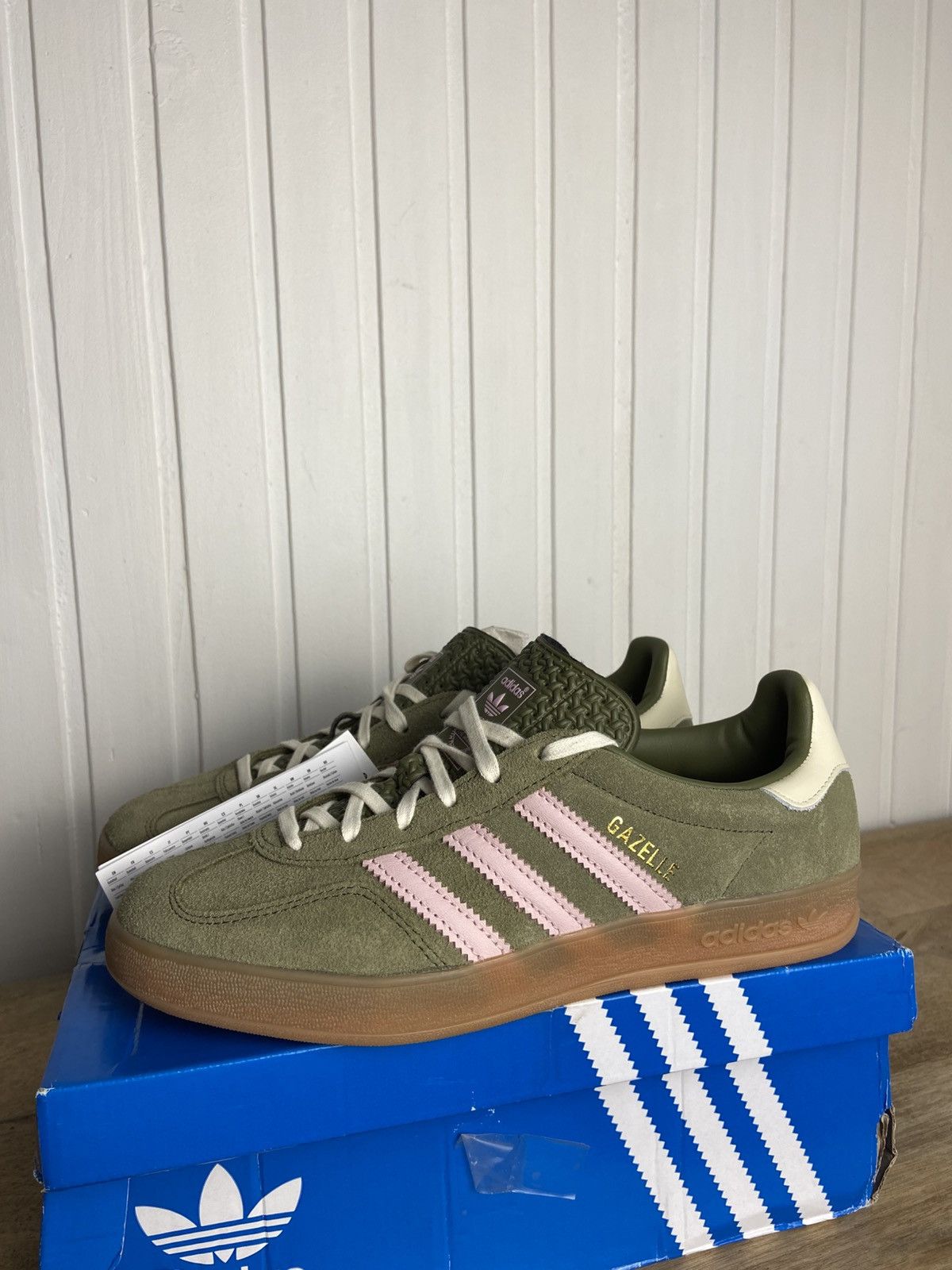 adidas gazelle silver green womens Gazelle Indoor 'Focus Olive' Sneakers main image 1