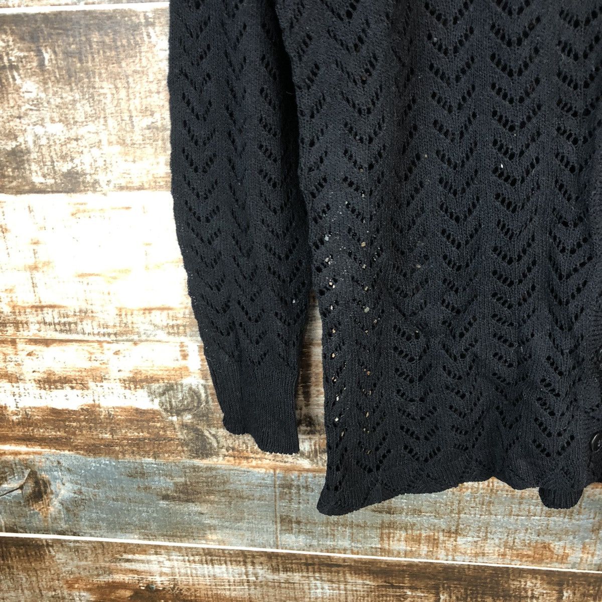 Japanese Brand Port Villa Black Cardigan crochet Knitwear #A1475 Size M / US 6-8 / IT 42-44 - 7 Thumbnail
