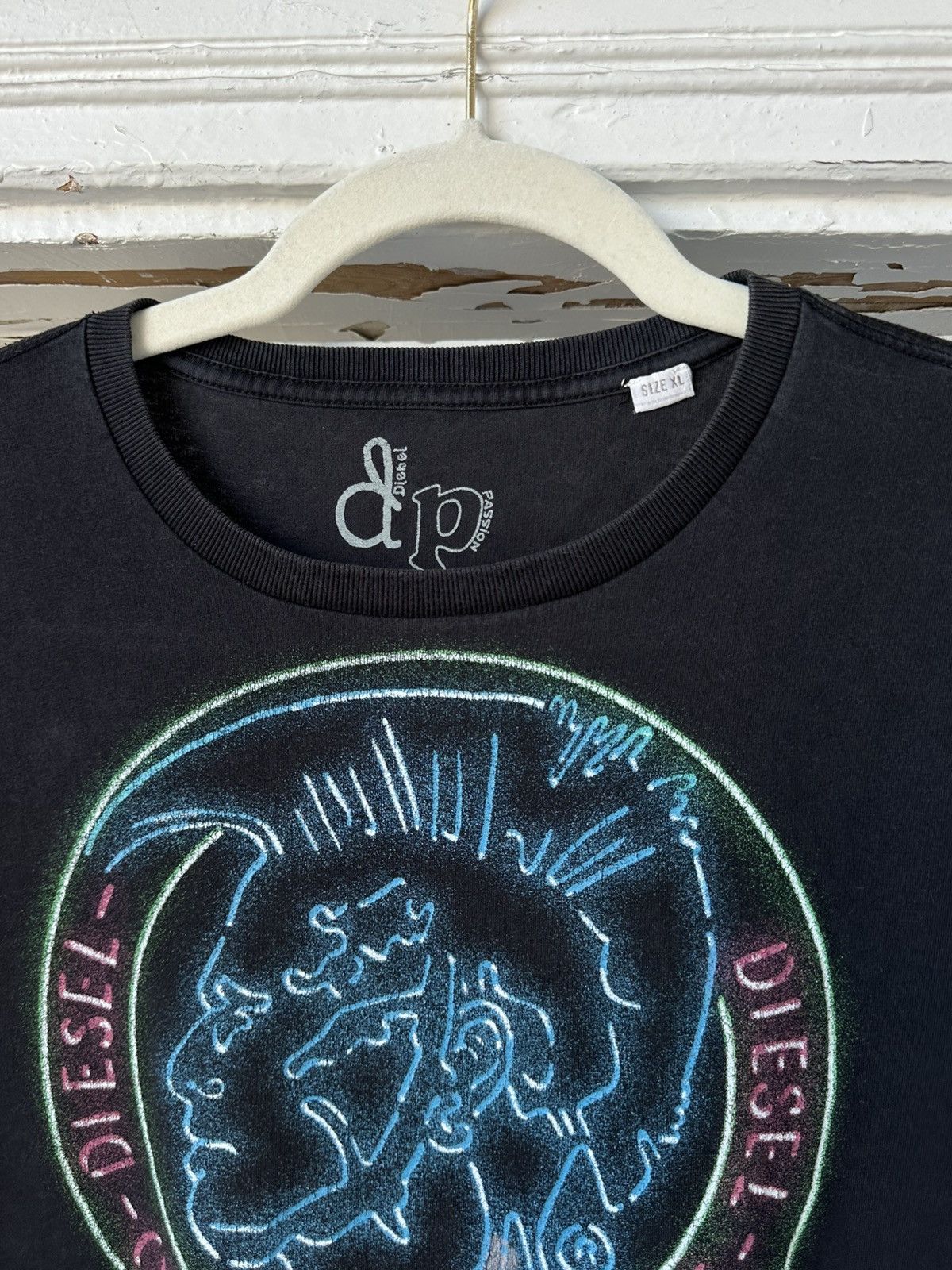 Diesel Vintage Diesel Neon Printed Black T-shirt Size US XL / EU 56 / 4 - 3 Thumbnail