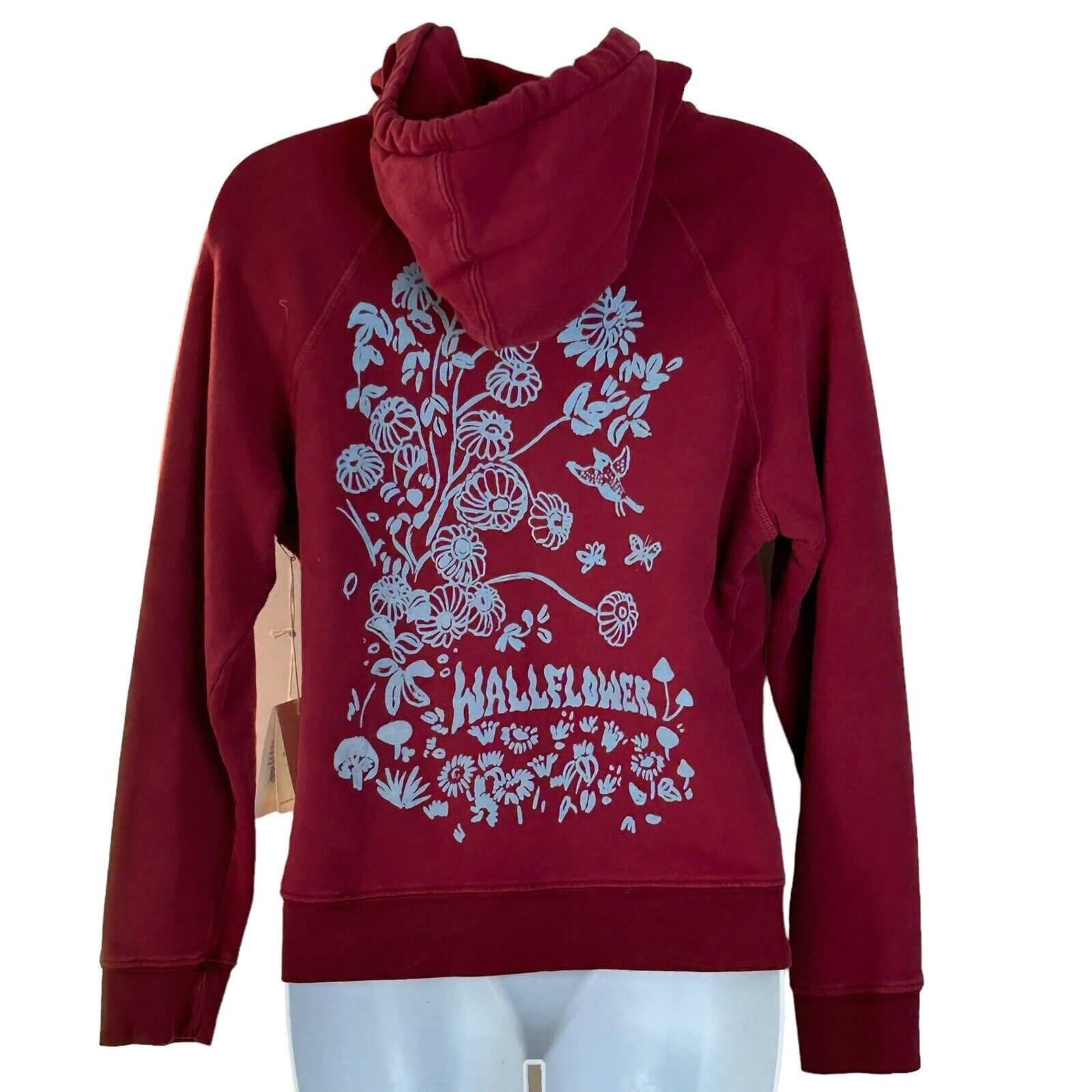 MOTHER MOTHER Hooded Sweatshirt XS Hoodie Burgundy /Blue Flowers Size XS / US 0-2 / IT 36-38 - 2 Thumbnail