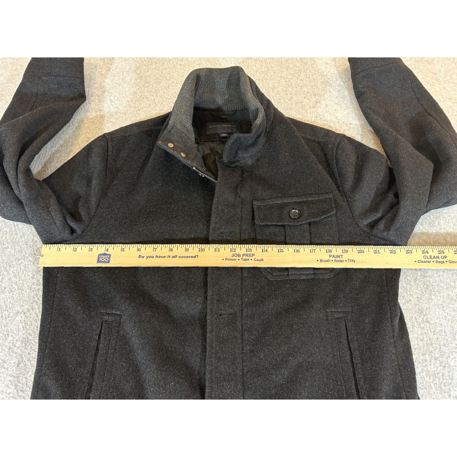 Banana Republic Banana Republic Jacket Mens M Gray Bomber Wool Full Zip Insulated Knit Collar Pockets Button Size US M / EU 48-50 / 2 - 5 Thumbnail