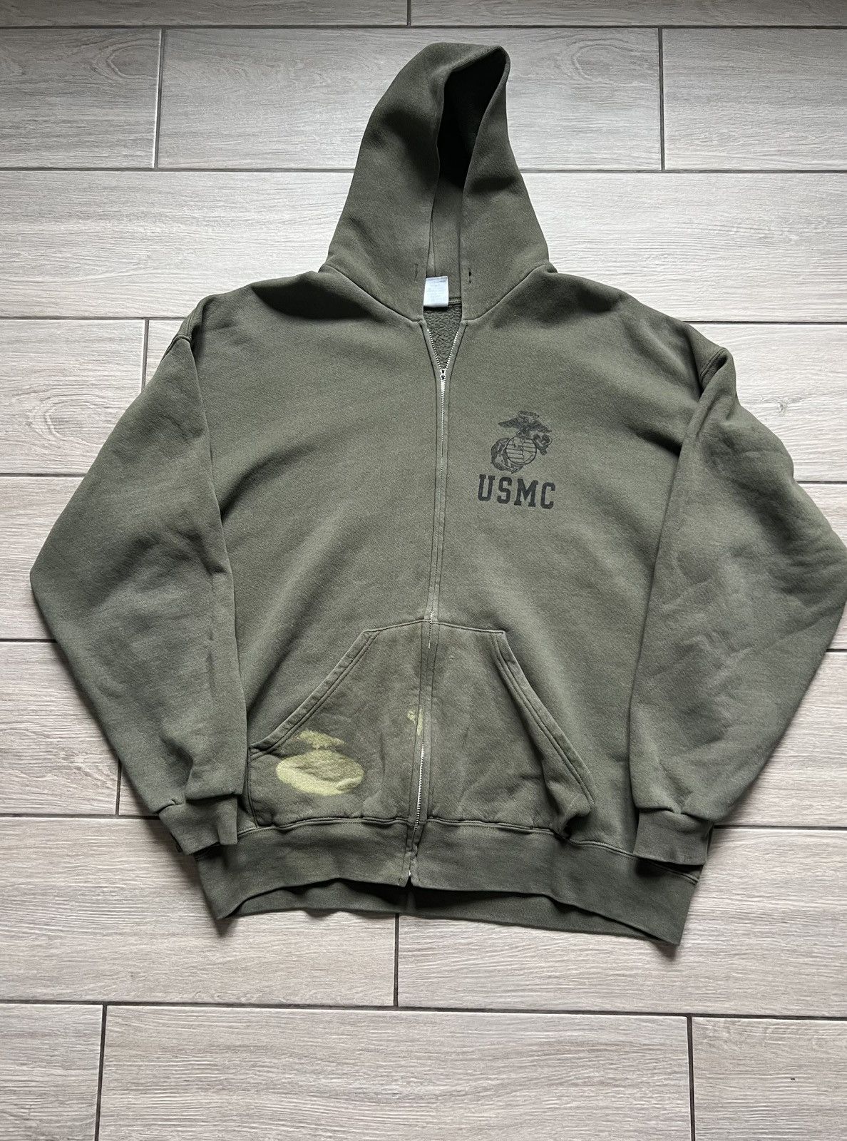 Vintage 90s USMC Zip Hoodie Soffee Vintage Size US XXL / EU 58 / 5 - 2 Thumbnail