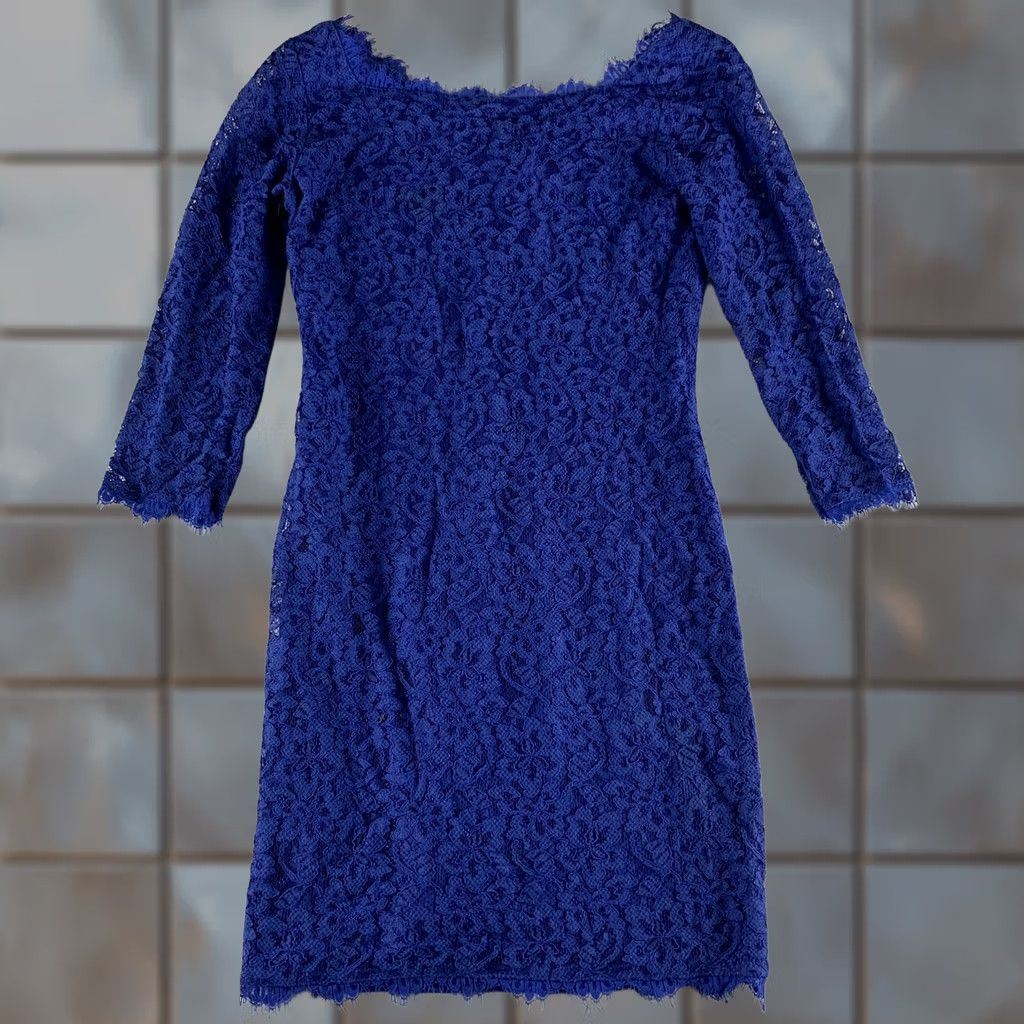 dvf zarita dress blue Diane Von Frustenberg Zarita Blue Lace Dress