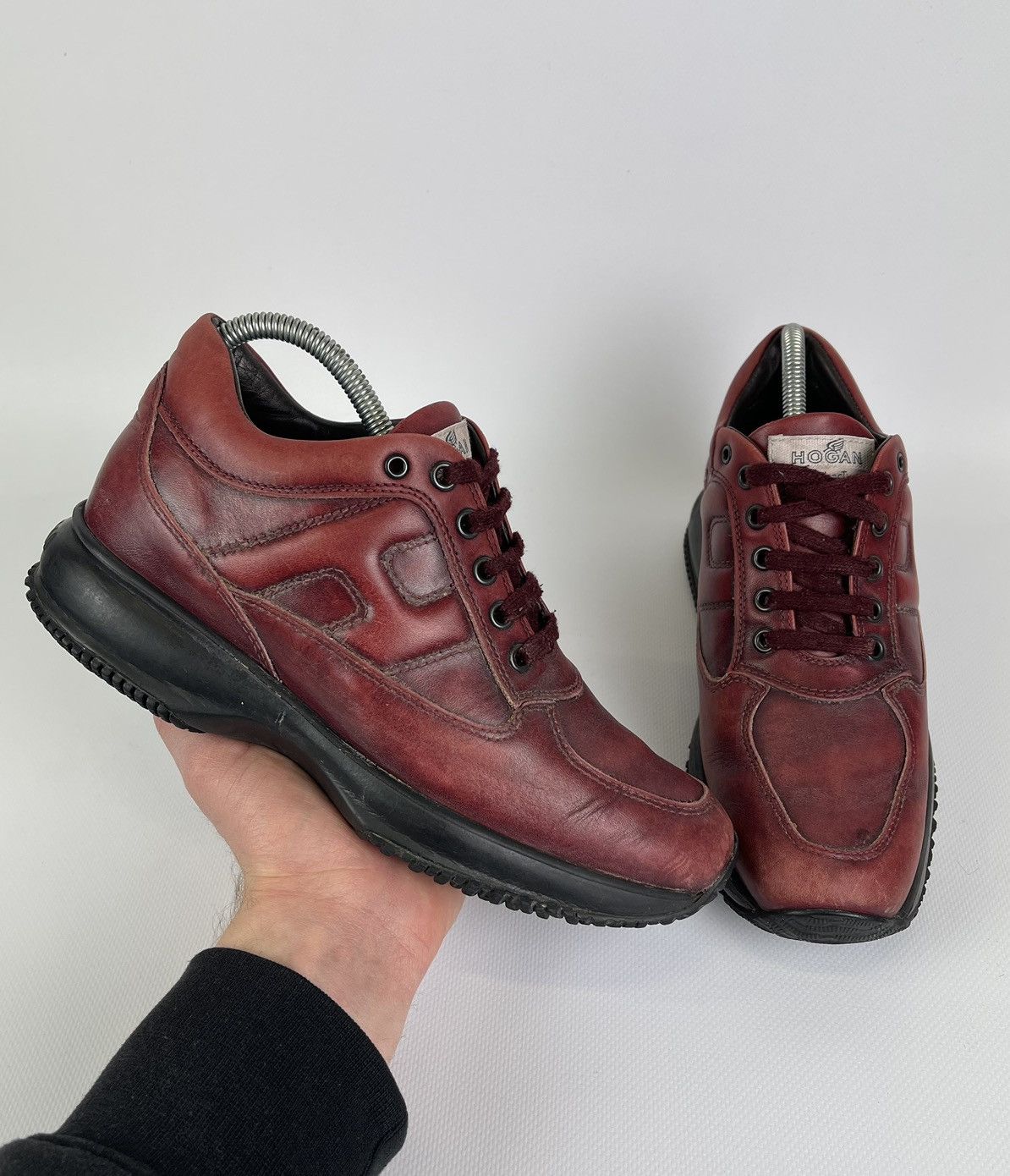 Designer Hogan Interactive Leather Sneakers Shoes Womens Size US7 Red Size US 7 / IT 37 - 2 Thumbnail