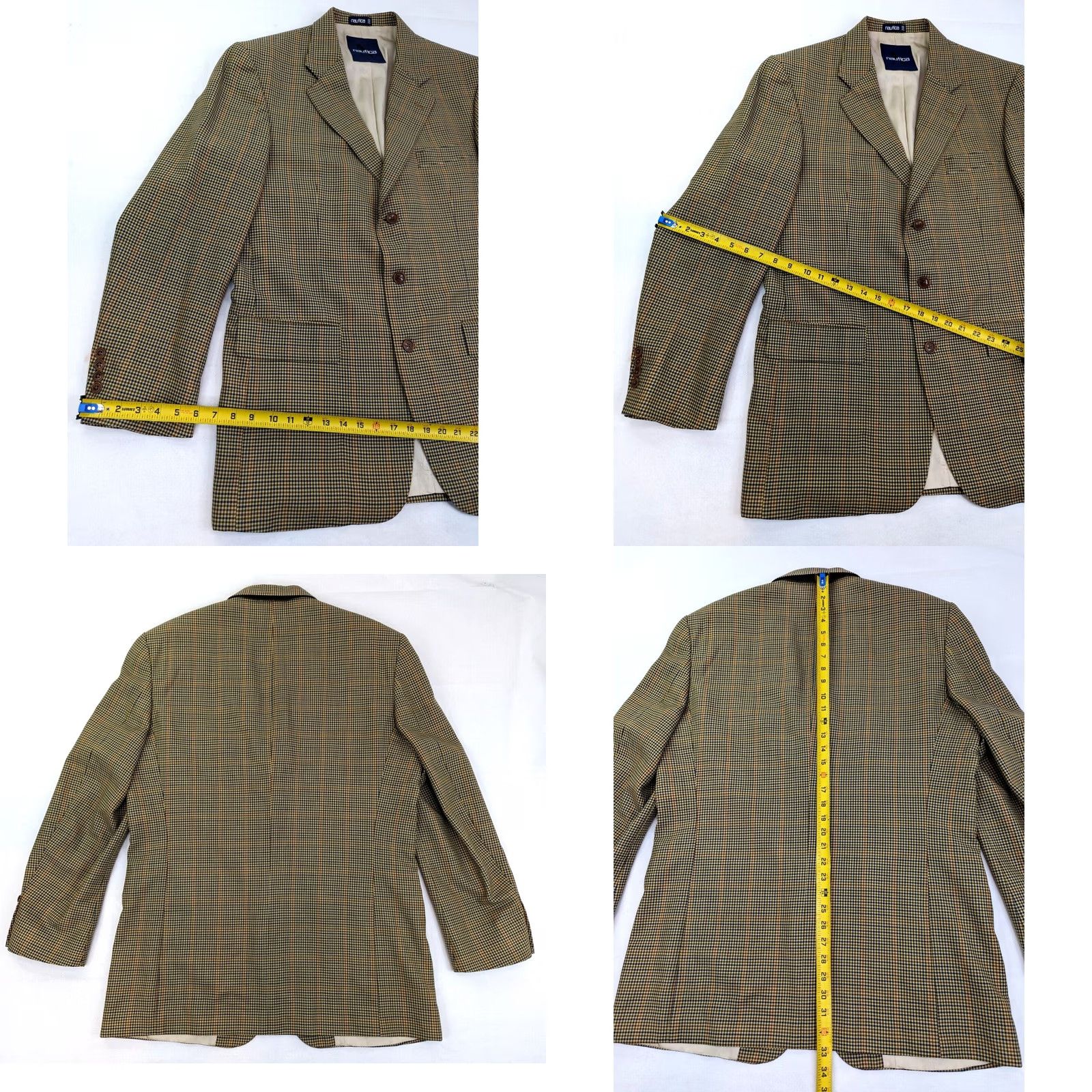 Nautica Nautica Blazer Mens Wool Check Button Three-Button 43 L VTG Multicolor Long Notch Lapel JACKET Coat Shirt Cardigan Size 46R - 9 Thumbnail