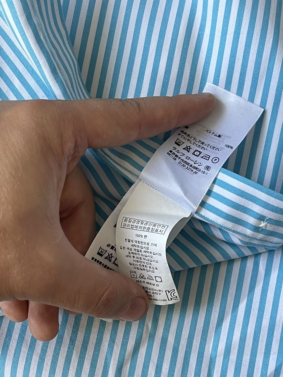 Polo Ralph Lauren Polo Ralph Lauren Turquoise/White striped sleeve shirt Size US L / EU 52-54 / 3 - 10 Thumbnail