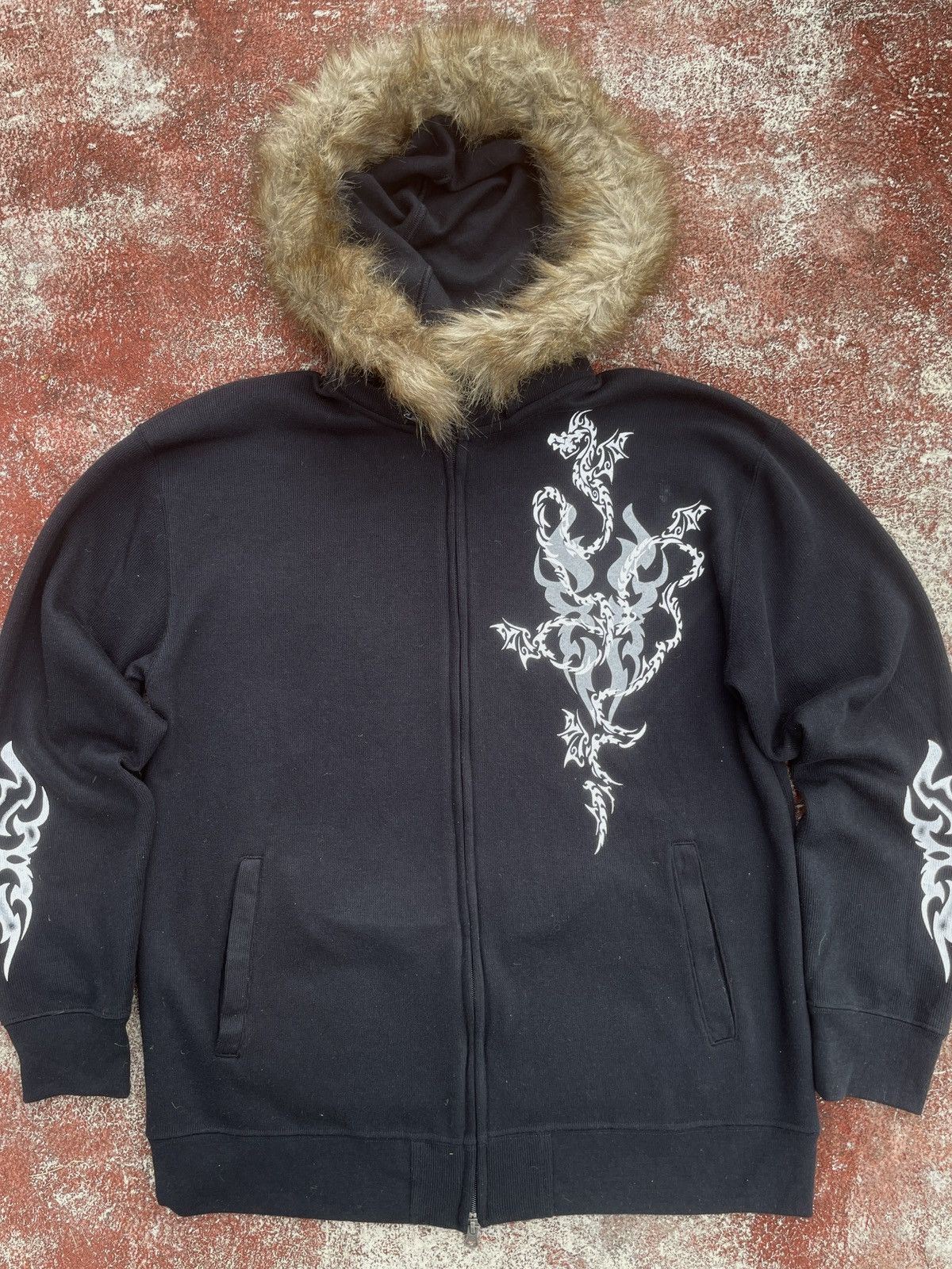 Japanese Brand 2000s Japanese arcive Fur Hoodie Karma Black Triball Gothic Size US L / EU 52-54 / 3 - 7 Thumbnail