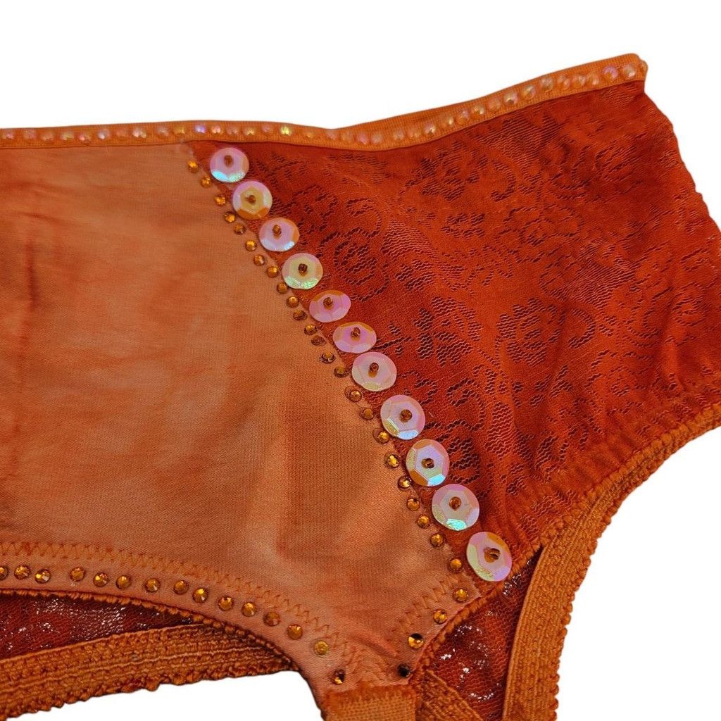 Vintage Vintage Orange 1950s-1960s Rhinestone Sequin Garter Belt Size ONE SIZE - 6 Thumbnail