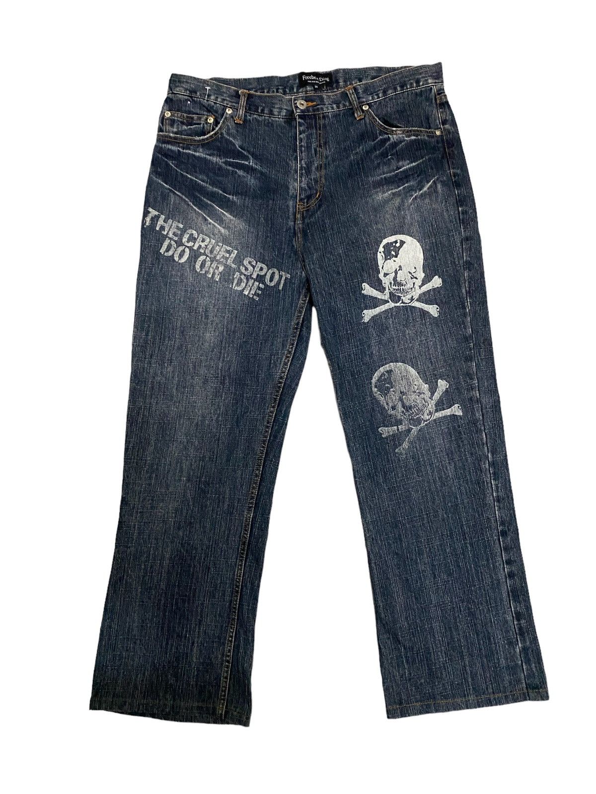 Japanese Brand × Vintage Offer‼️Vintage Freebeat Diag Distress Denim Jeans Size US 36 / EU 52 - 1 Thumbnail