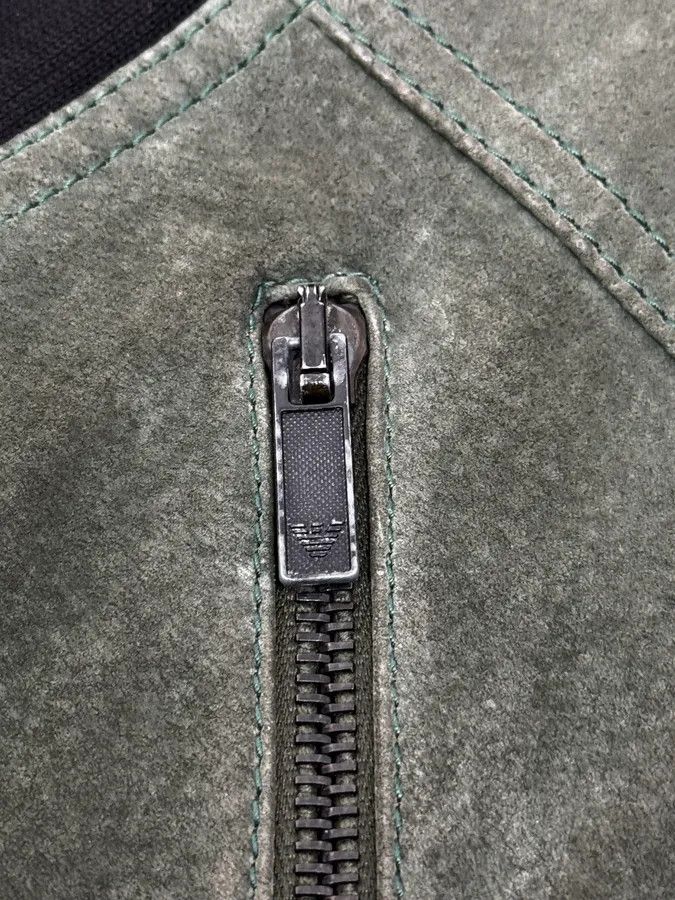Emporio Armani SS2007 Emporio Armani Green & Black Suede Leather Biker Jacket Size US S / EU 44-46 / 1 - 10 Thumbnail
