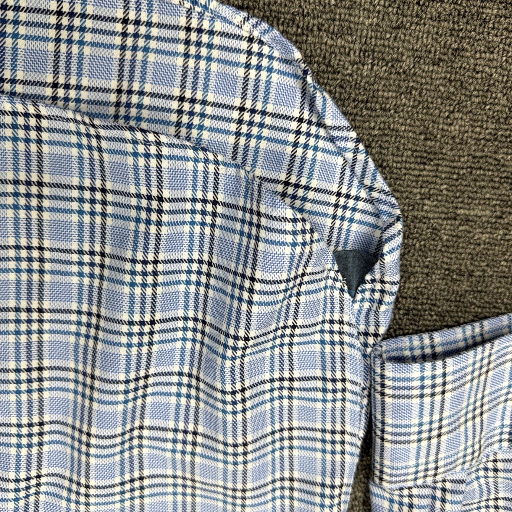 Joseph Abboud Joseph Abboud Shirt Mens Large Blue Check Non-Iron Dress Button Up Long Sleeve Size 42R - 5 Thumbnail
