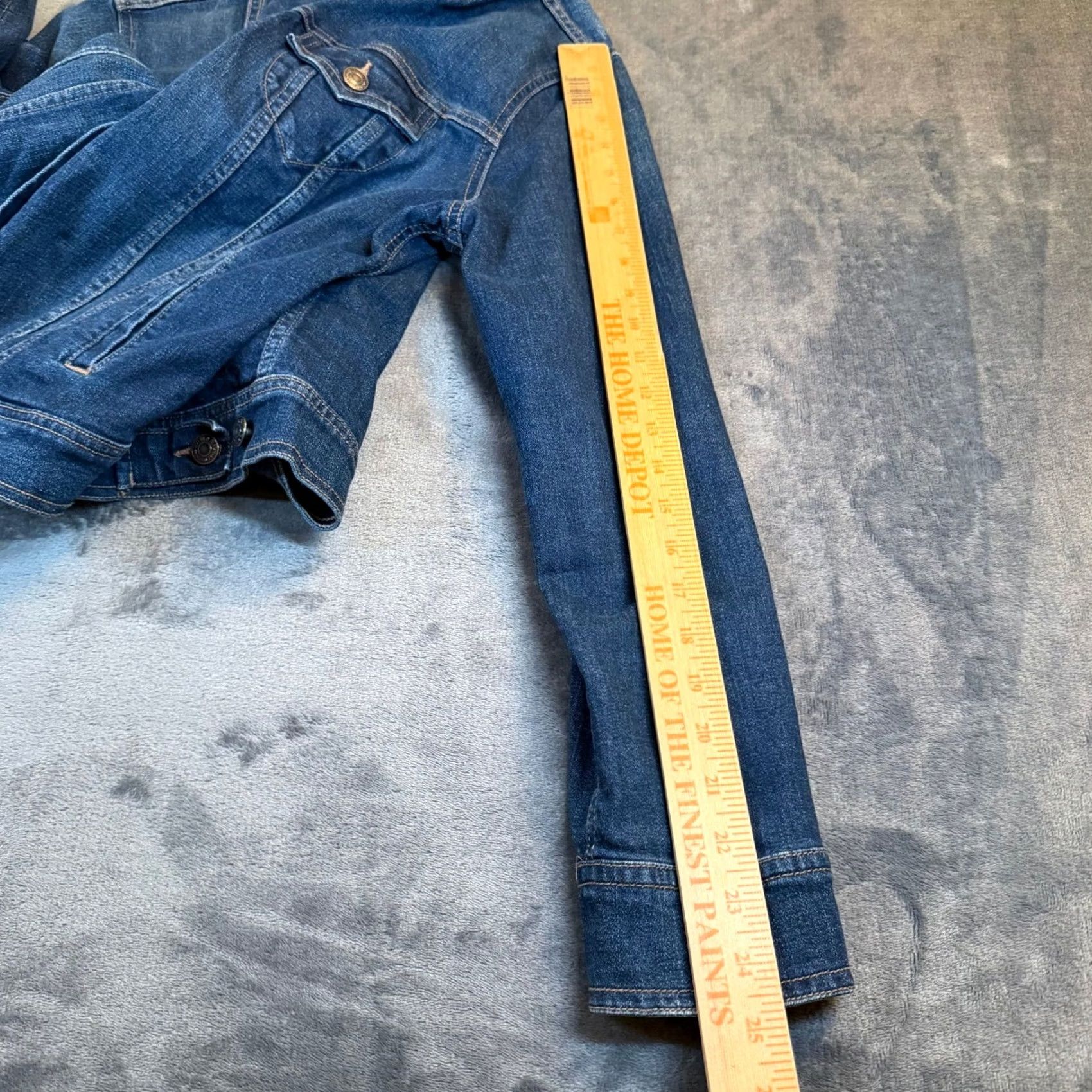 Old Navy Old Navy Denim Trucker Jacket Blue Medium Dark Wash Stretch Womens Large Size L / US 10 / IT 46 - 7 Thumbnail
