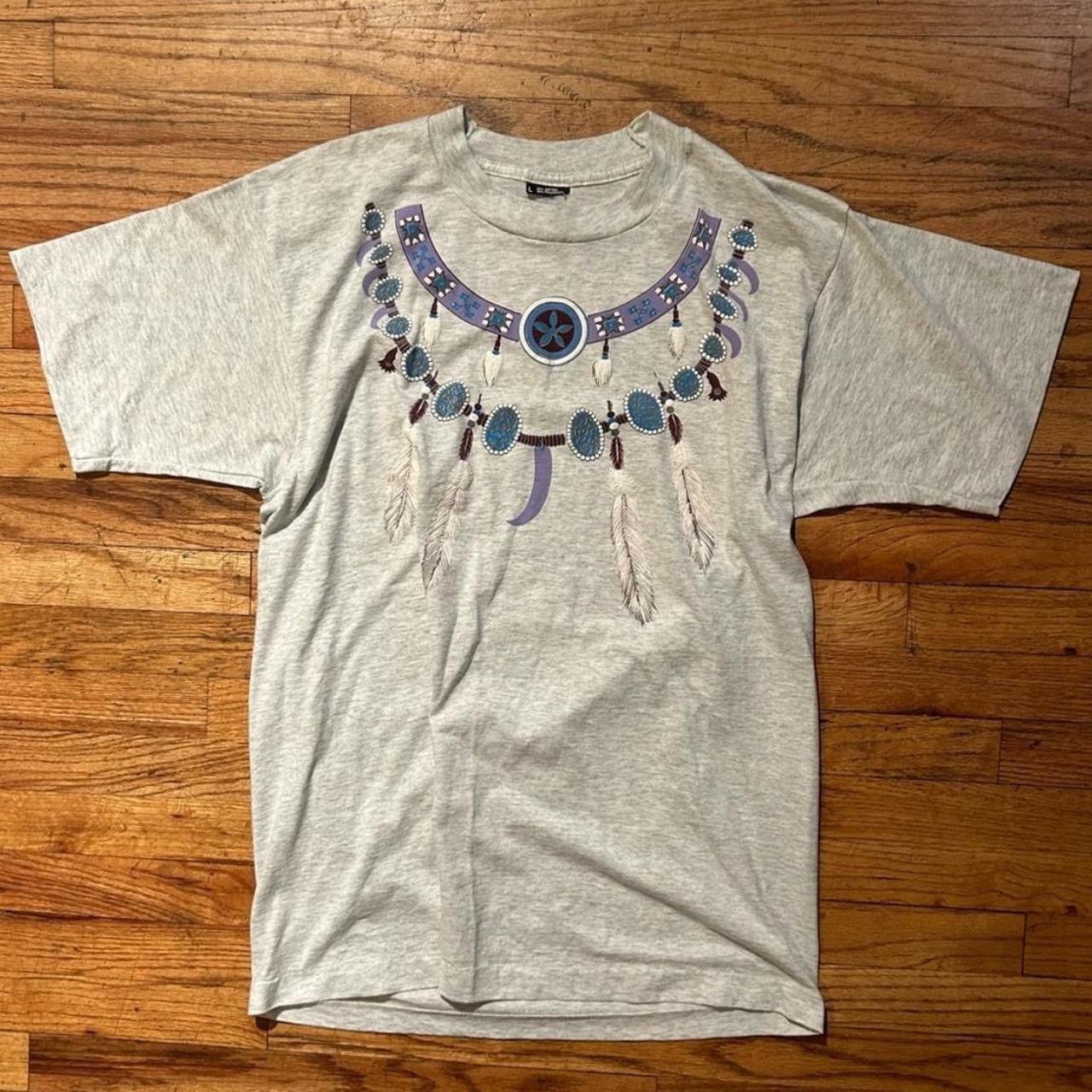 Vintage Vintage 80s Native American Necklace Tee Size US L / EU 52-54 / 3 - 1 Thumbnail