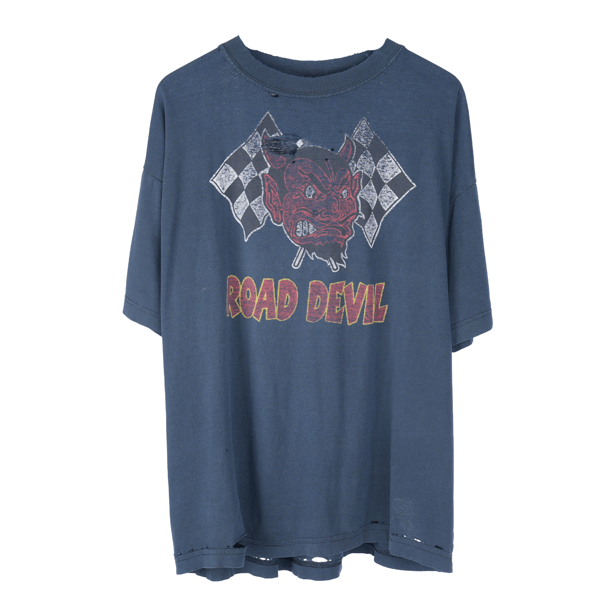 Vintage VINTAGE ROAD DEVIL MOTORCYCLE FADED THRASHED T-SHIRT Size US XL / EU 56 / 4 - 1 Thumbnail