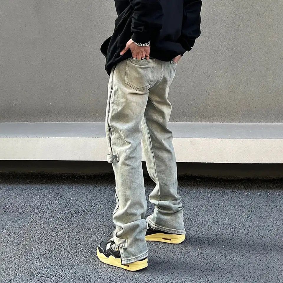 Japanese Brand × Vintage Half Fake Zippers Jeans Slim Funny Streetwear Denim Pants Size US 32 / EU 48 - 2 Thumbnail